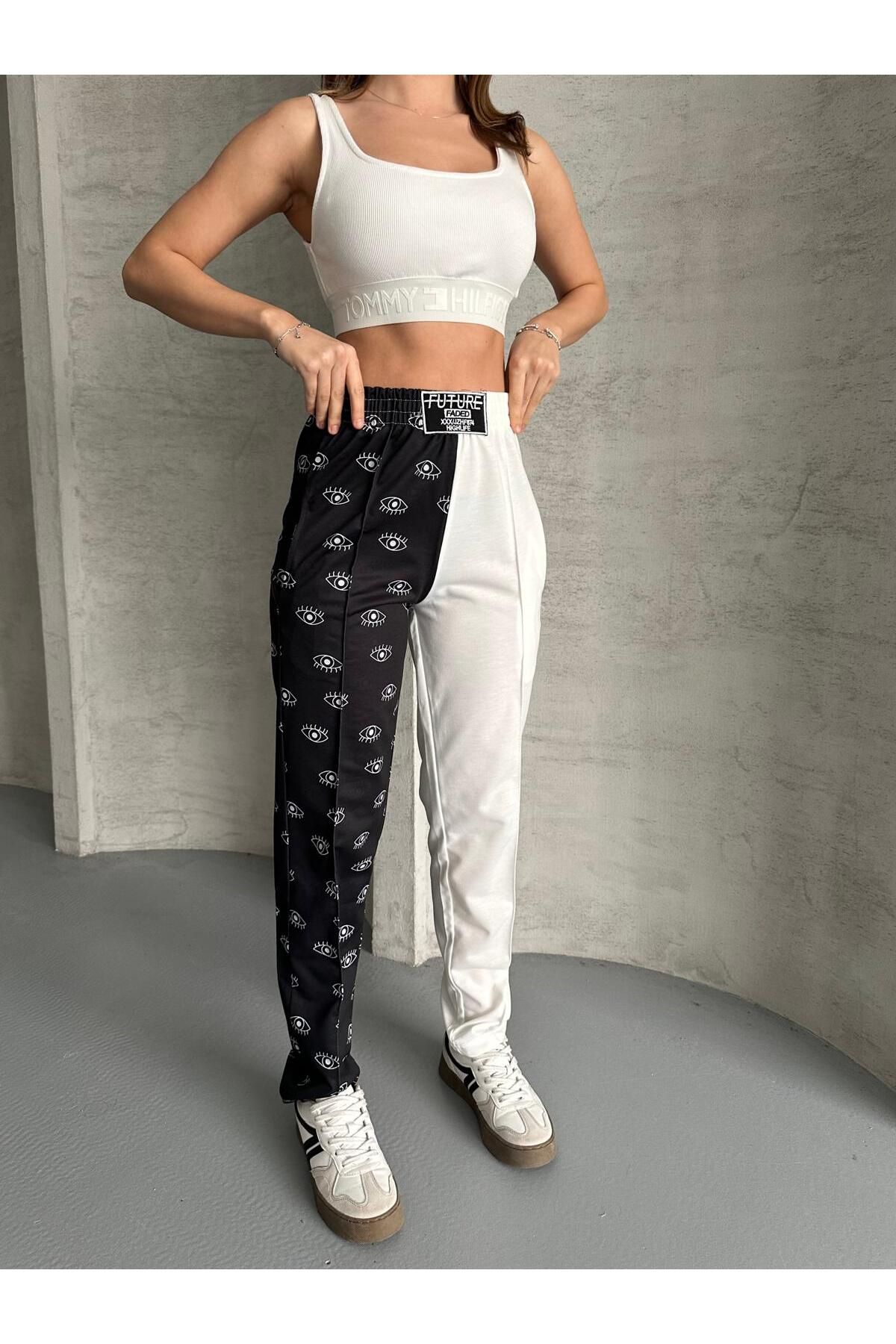 RPT MODA-Digital Printed Double Color Patterned Comfortable High Waist Jogger Bottom Tracksuit 7