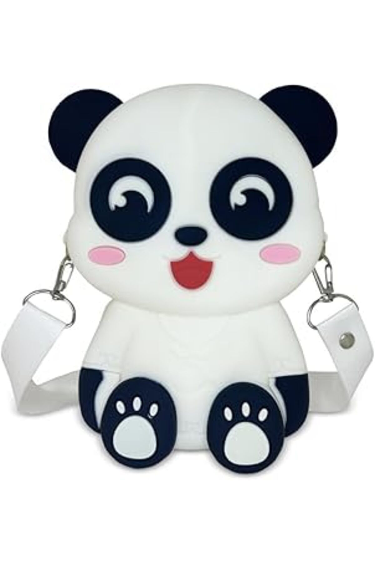 NZM TİCARET Ogi Mogi Toys Silikon Beyaz Panda Omuz Çantası