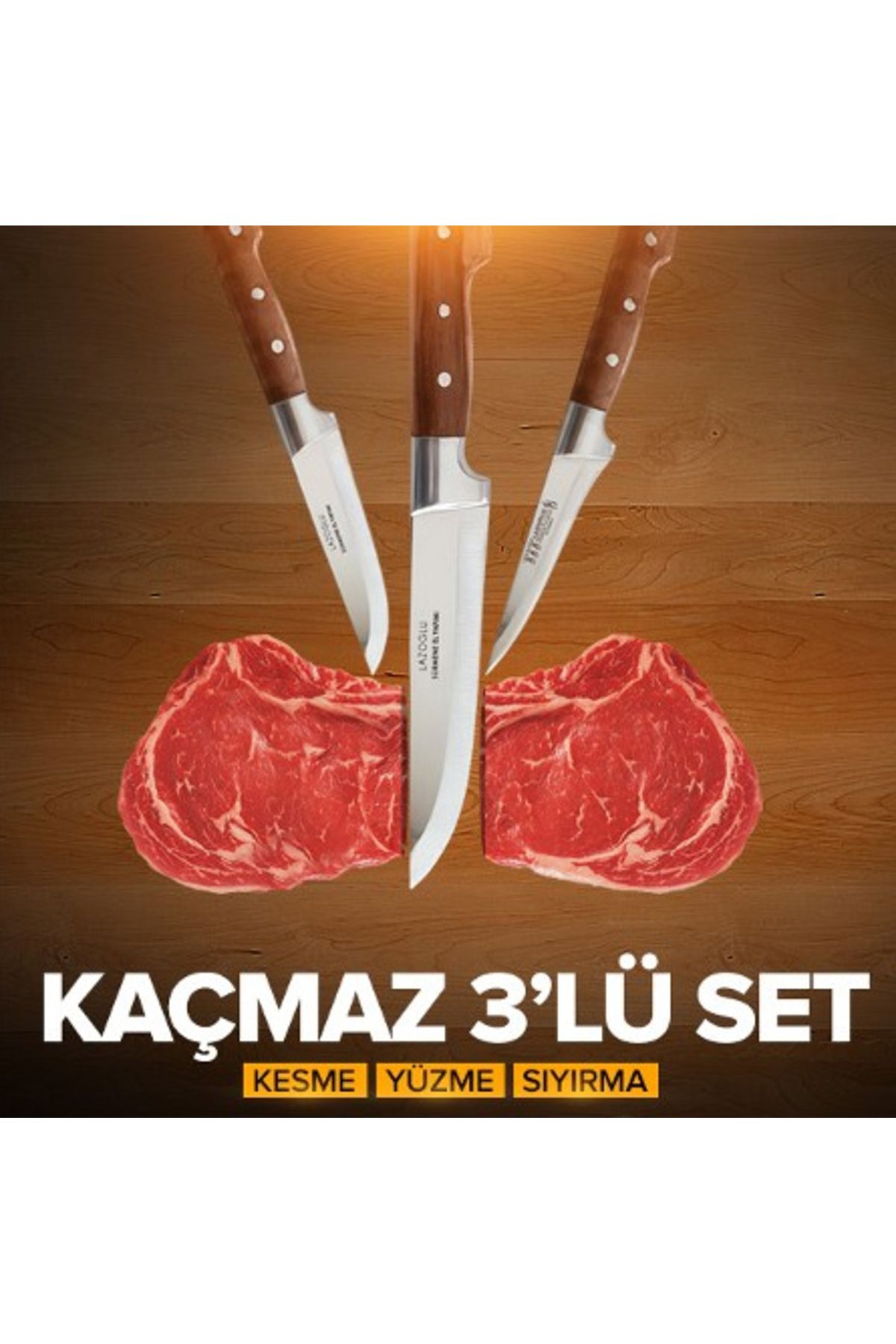 OEM El Yapımı Sürmene Kasap ve  Seti 3 Parça