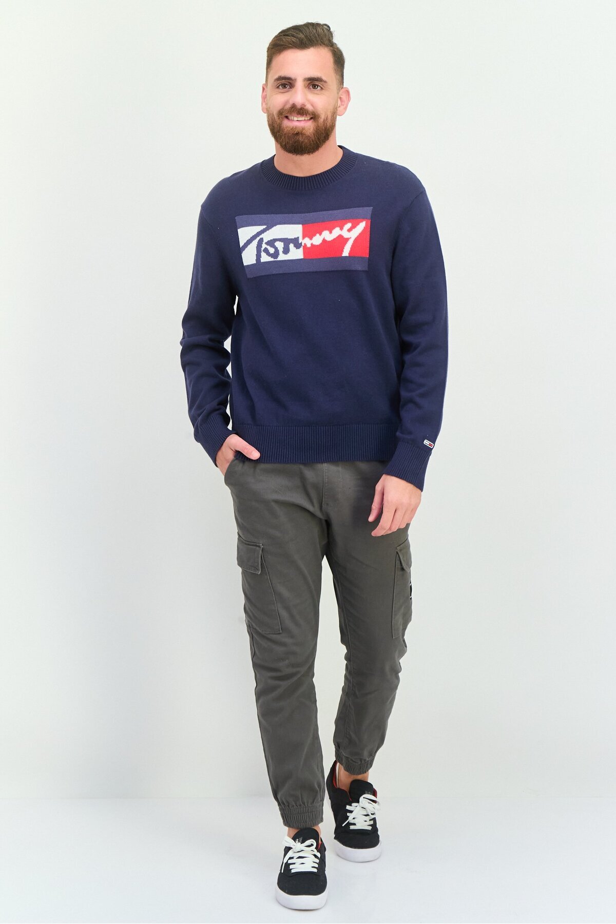 Tommy Jeans-سترة رجالي برقبة دائرية وشعار العلامة التجارية، أزرق داكن 2
