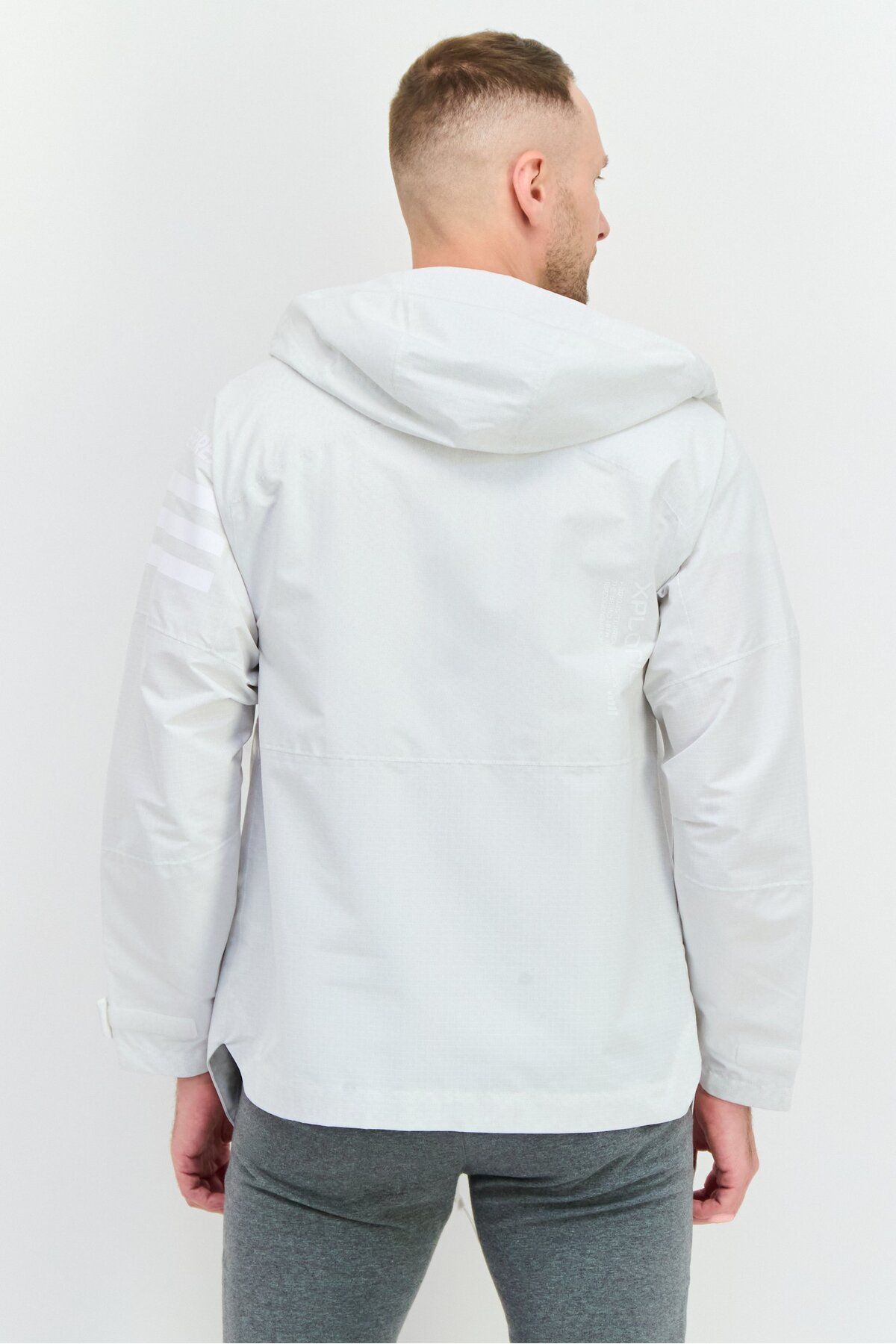 adidas-Men Sportswear Fit Long Sleeve Outdoor Jacket, White 3