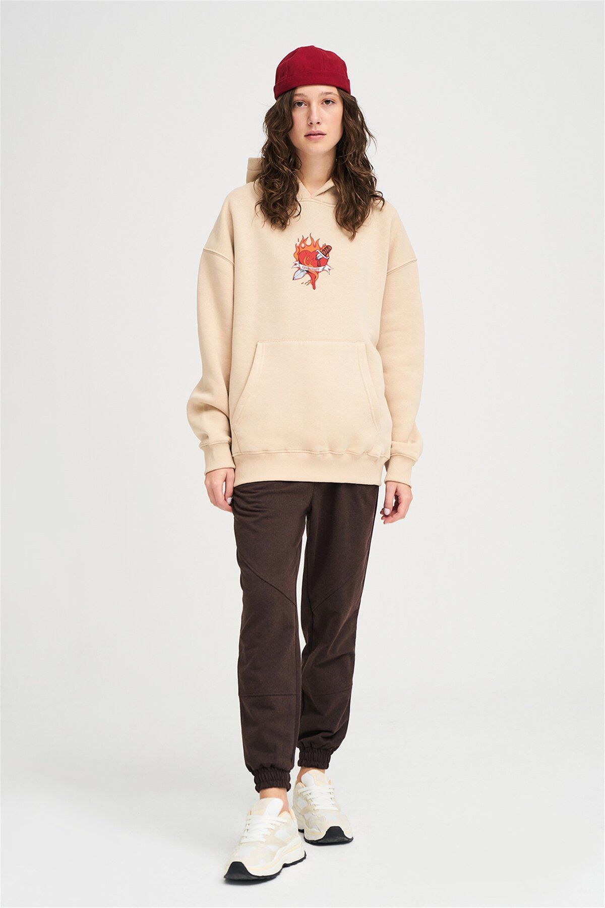 Trendiz-Unisex Love Hate Hoodie Stone 5