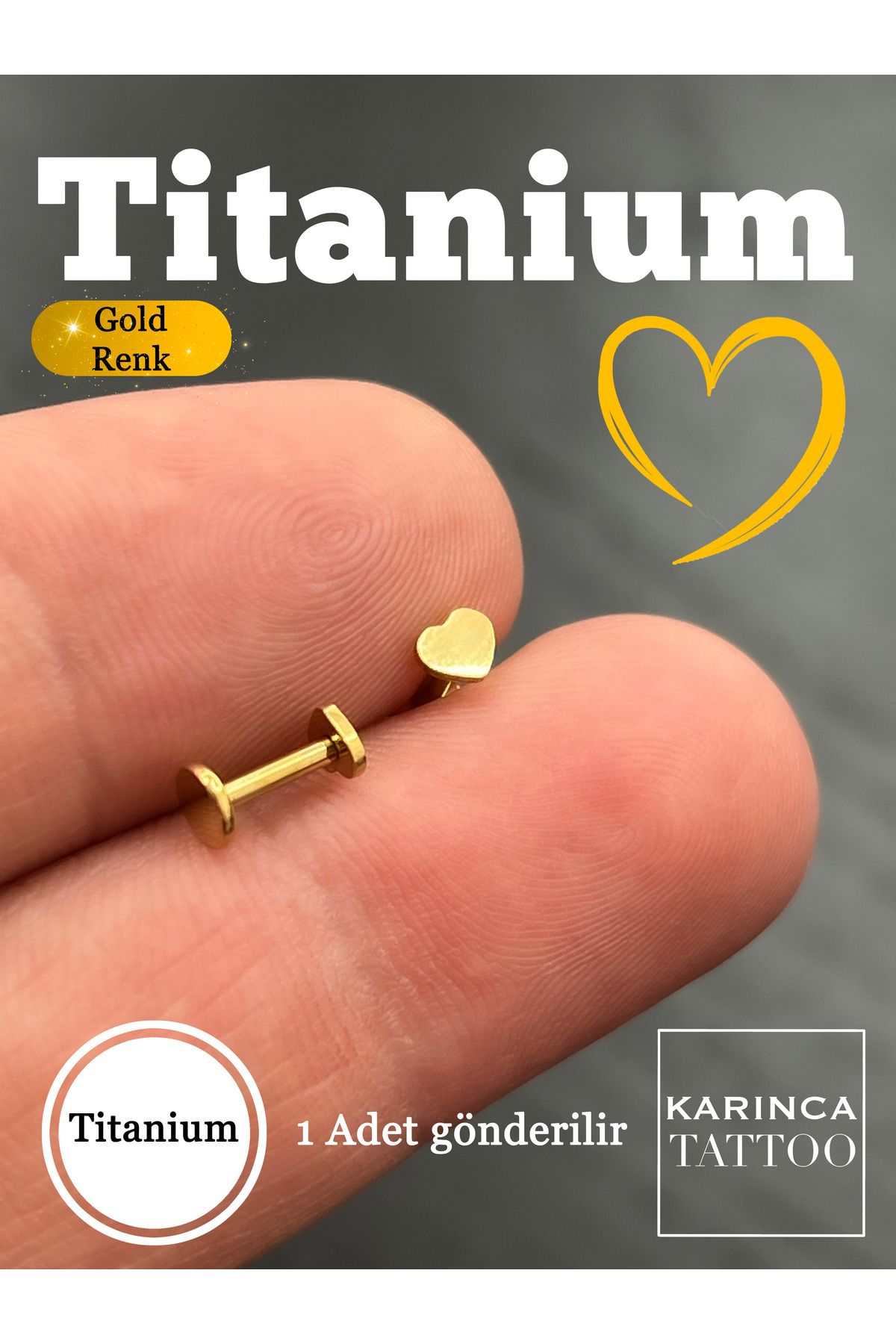 Karınca Piercing-100% Titanium - Forward Helix Ear Labret Flat Conch Nose Tragus Piercing Earring for Small Heart 3