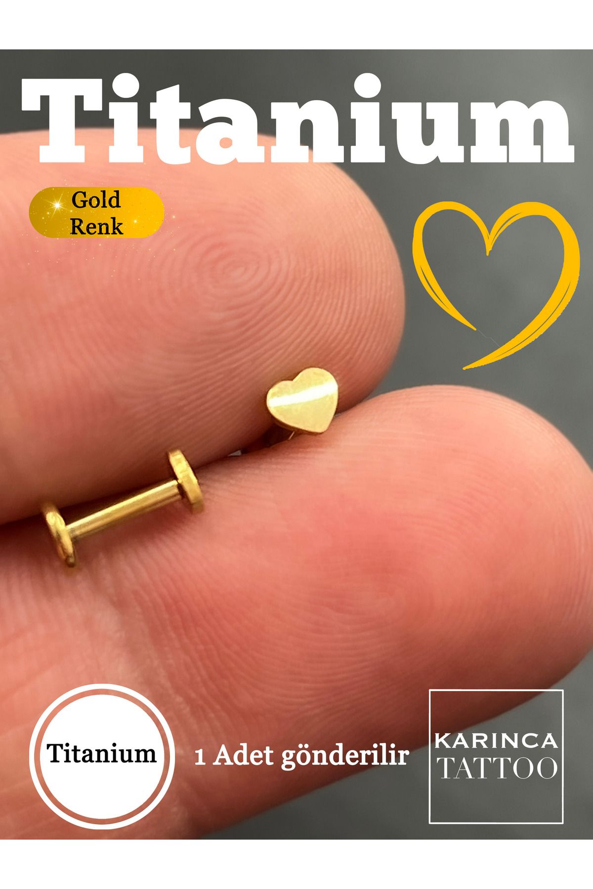 Karınca Piercing-100% Titanium - Forward Helix Ear Labret Flat Conch Nose Tragus Piercing Earring for Small Heart 1