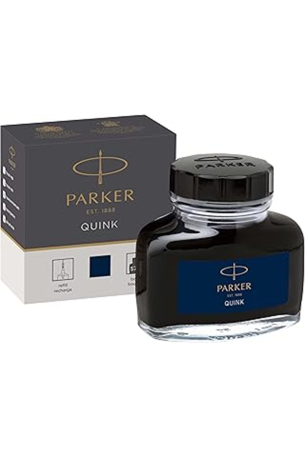 Pazarcan Parker Quink Dolma Kalem Şişe Mürekkebi, 57 Ml, Mavi-Siyah