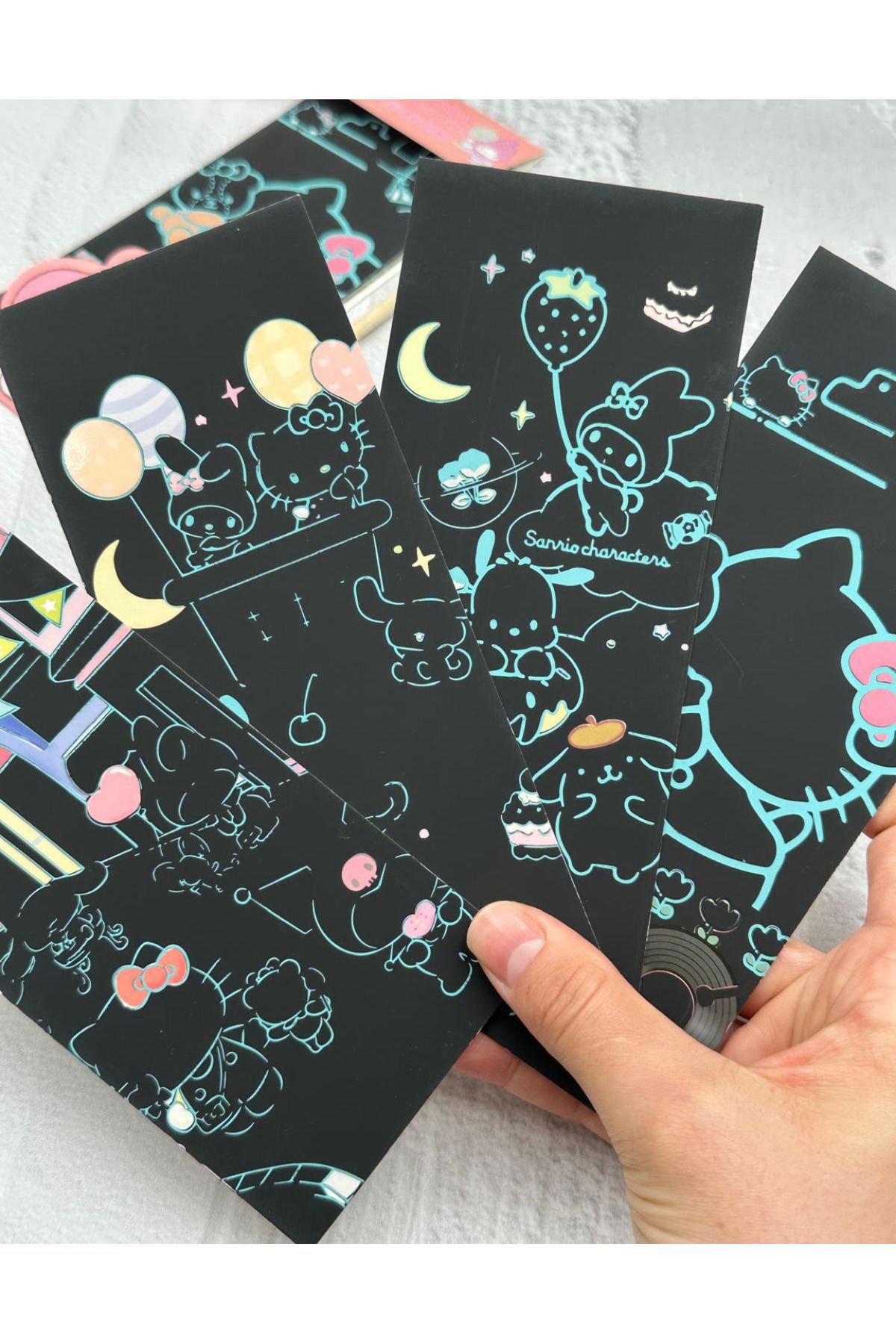 ZeCo Collection-Magic Black Scratch Notebook with Sanrio Characters 4 Sheets Scratch My Melody 3