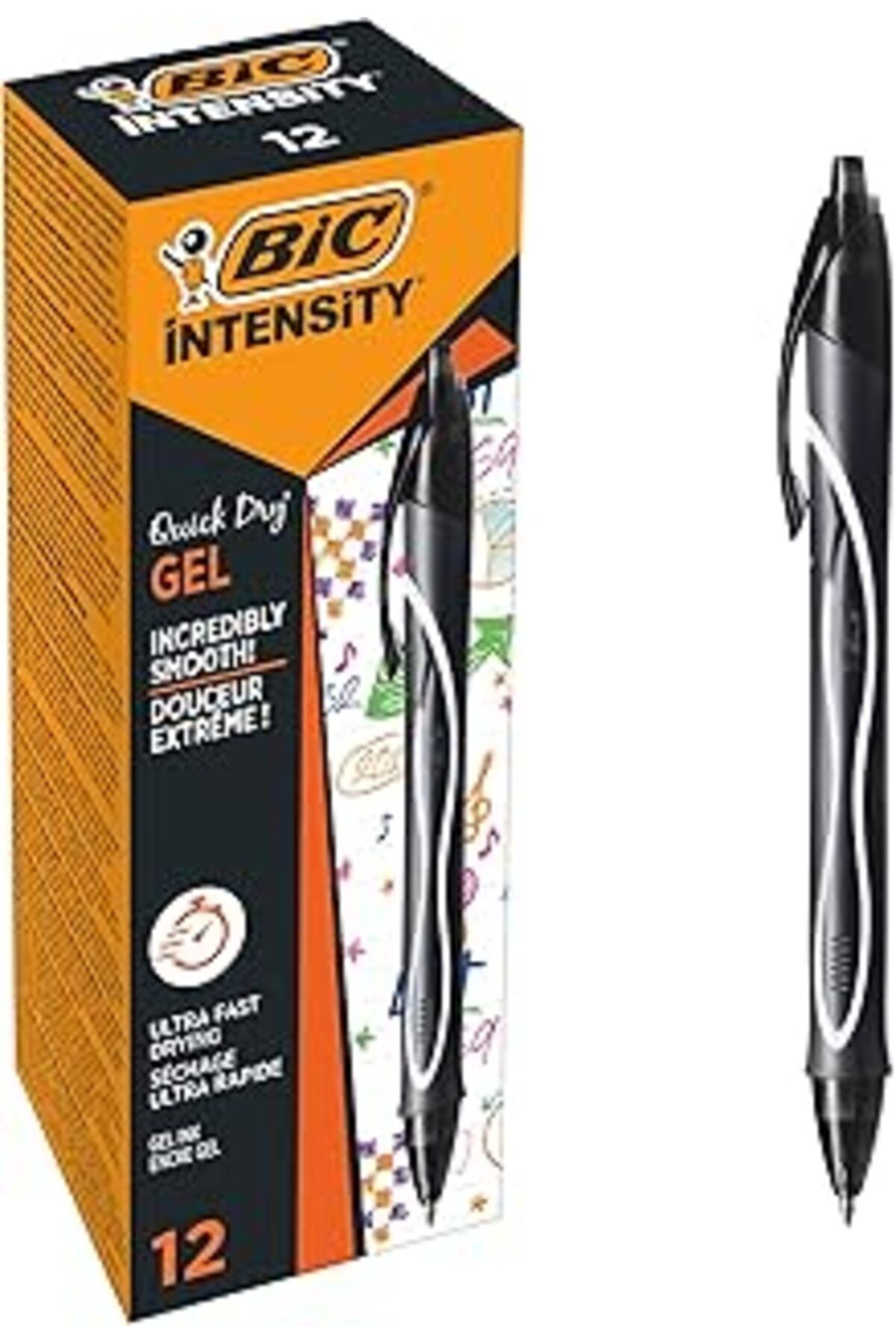 Mu Art Ahşap Gelocity Quick Dry Hızlı Kuruyan Jel Kalem 12'Li Kutu Siyah