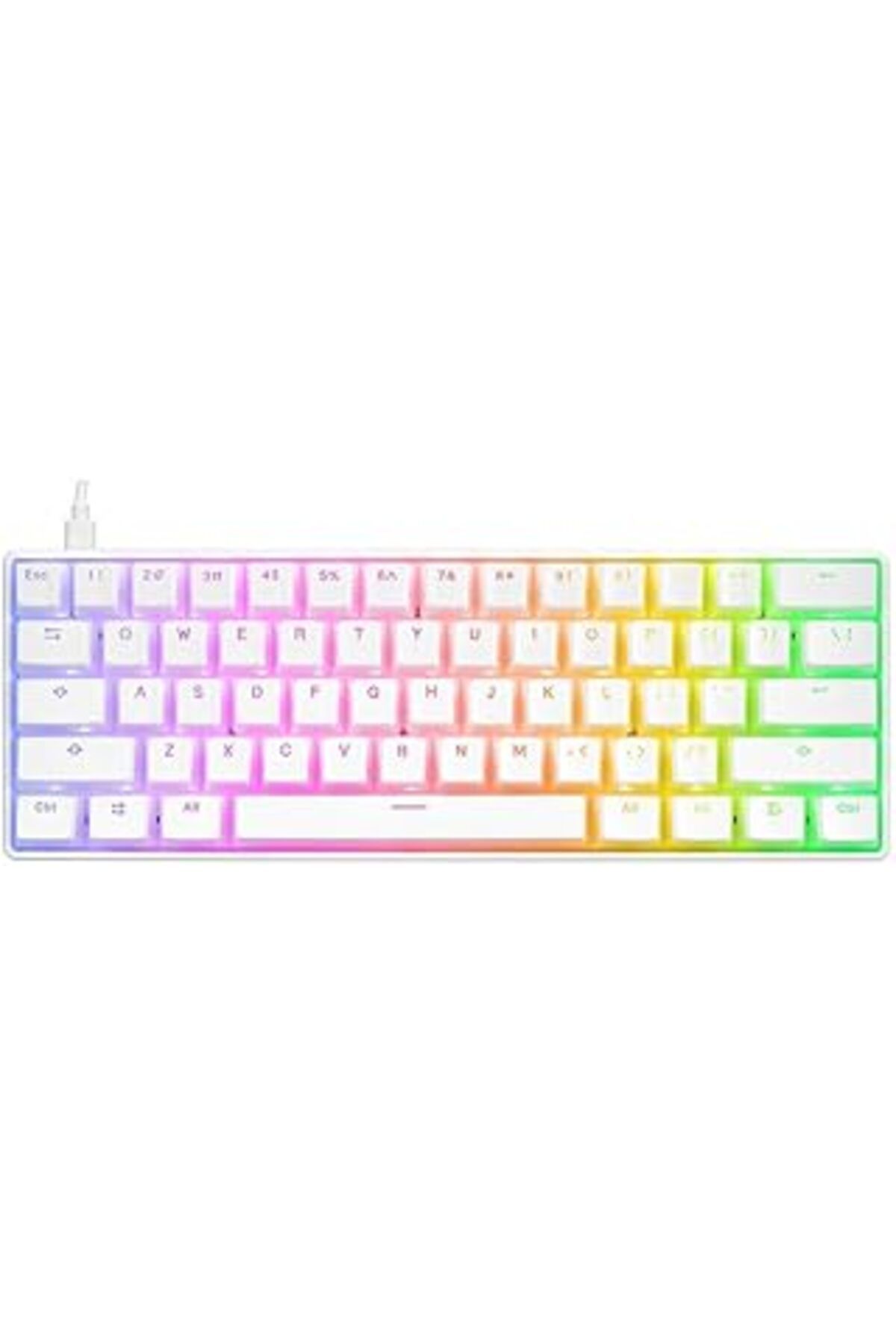 ebadi Kb-R135 Parvus Beyaz Type-C Bağlantılı Rgb Puding Tuşlu Red Switch İNgilizce Q Gaming Oyunc