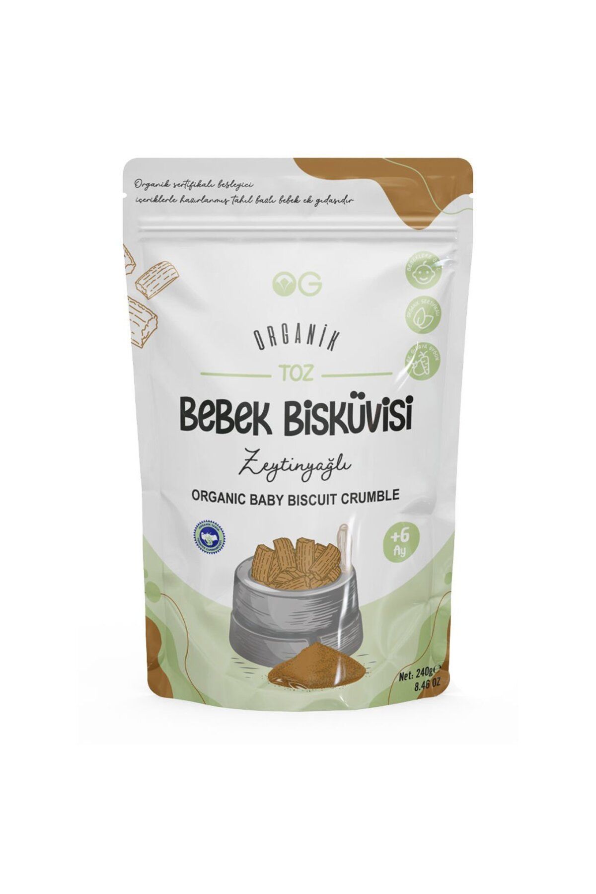 Easy Tedarik OG Natural Organik Toz Zeytinyağlı Bebek Bisküvisi 240 Gr 6 Ay