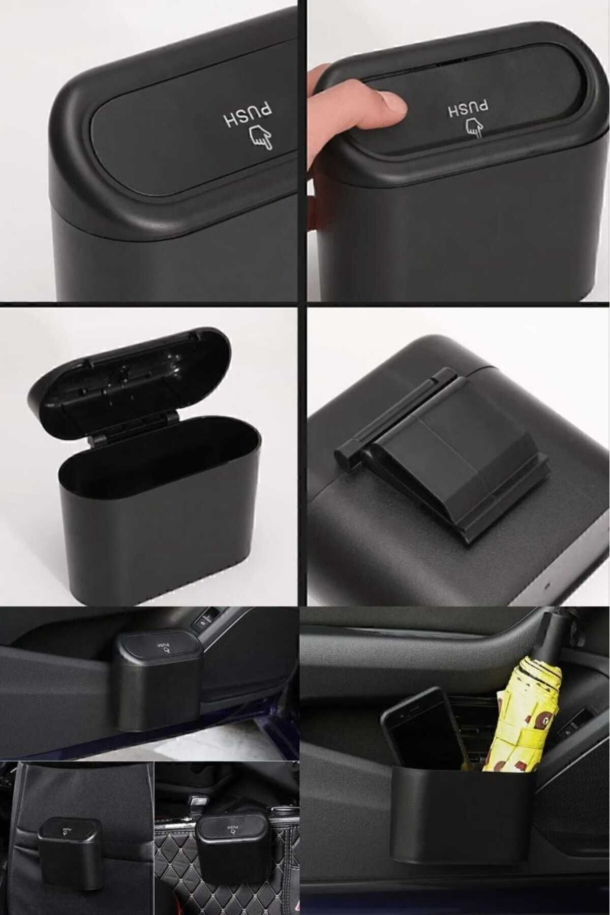 Manosta-Auto Trash Can Portable Car Interior Portable with Lid Organizer Trash Can Portable Bucket with Push Lid 8
