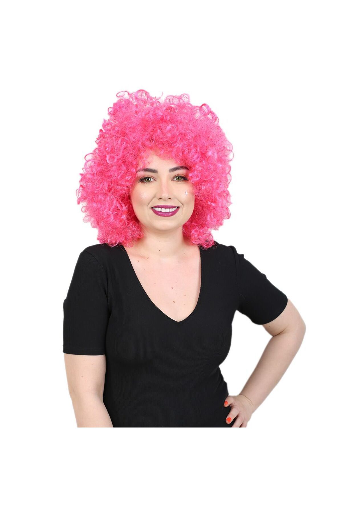 LovelymCo Animasyon Parti Ve Palyaço Peruğu / Neon Pembe