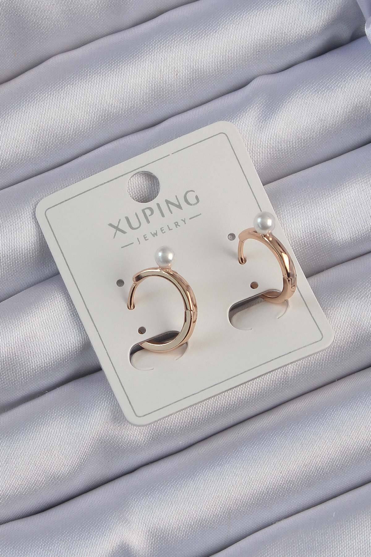 LovelymCo Xuping Rose Renk İnci Detay Halka Küpe - Lisinya