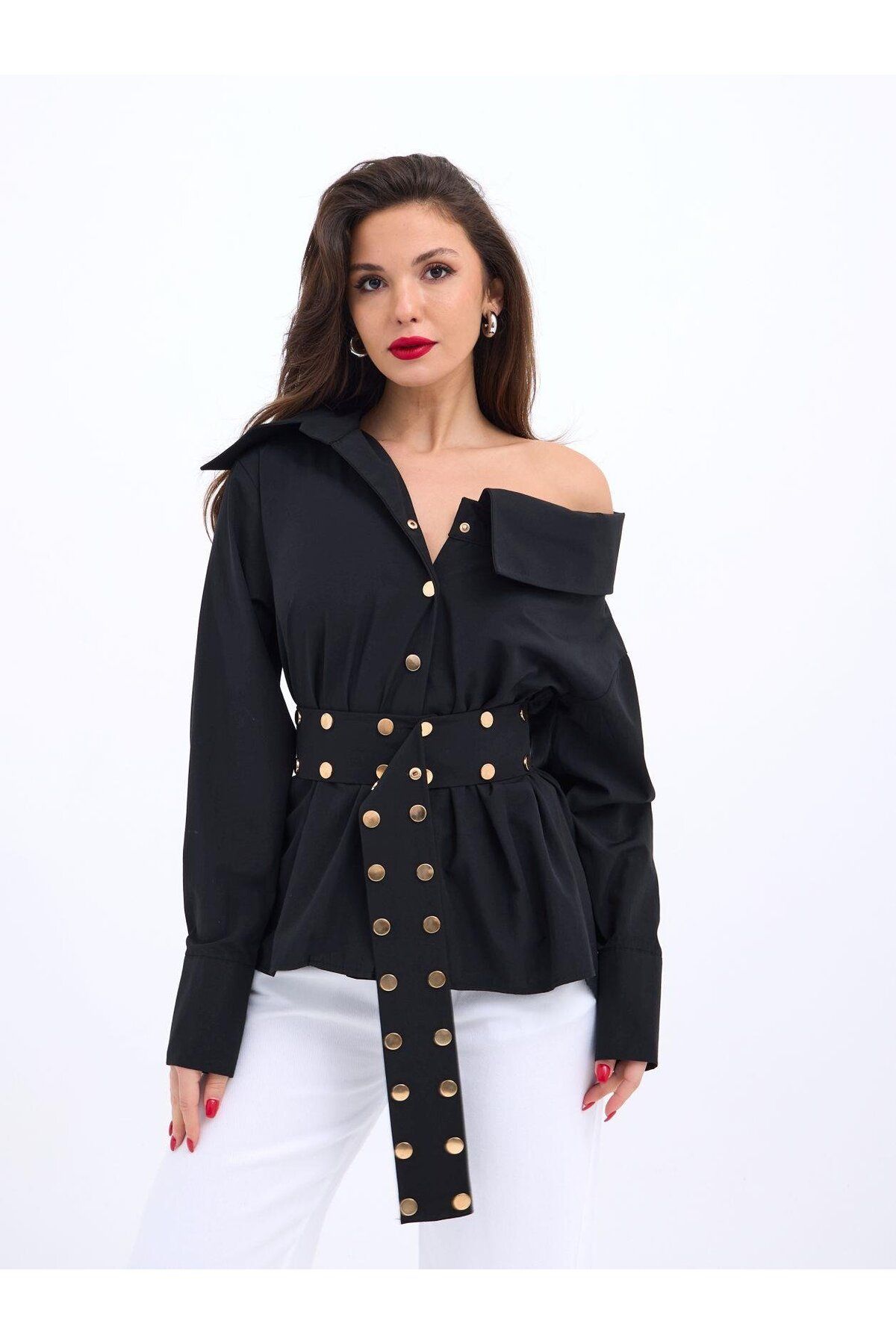 velmorafashion 6493 GÖMLEK-SİYAH