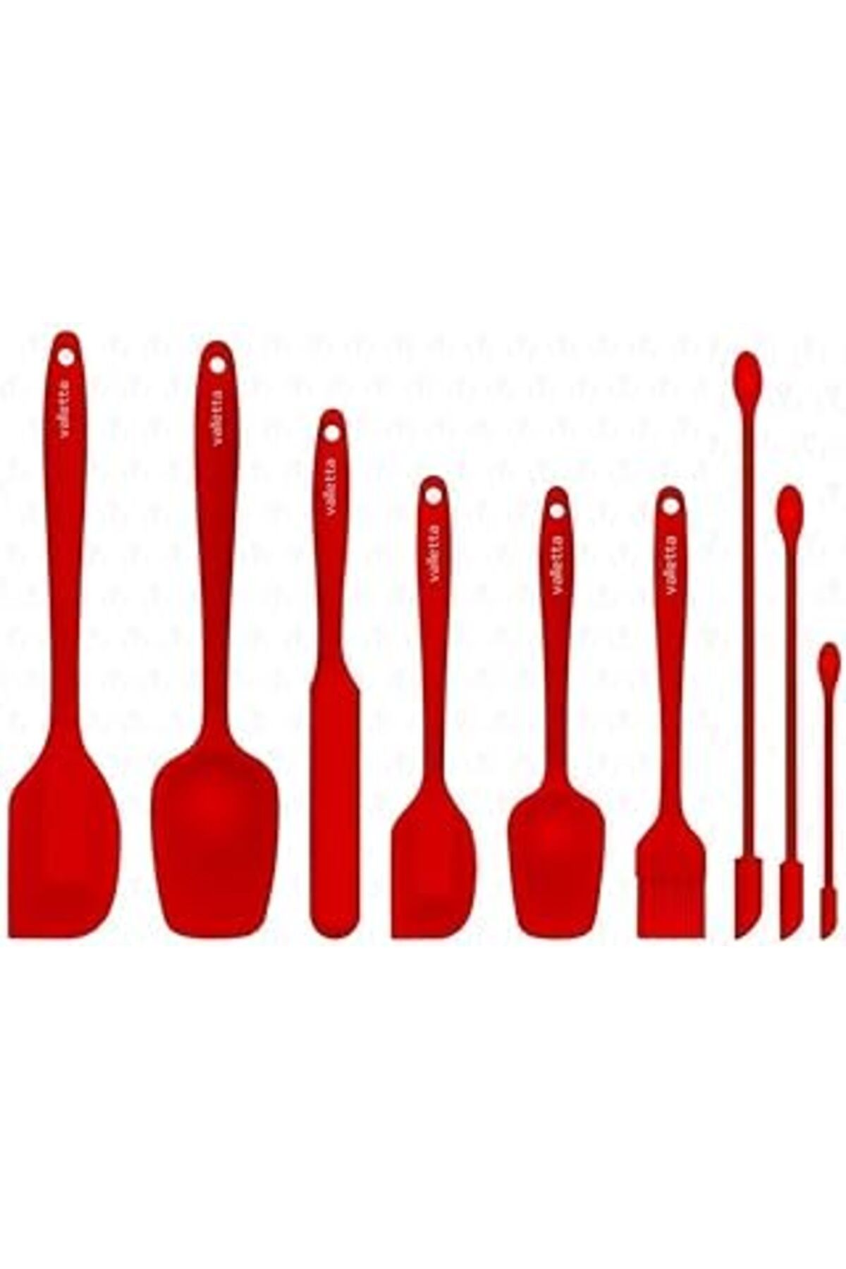 Mu Art Ahşap Valletta Vlt1172 Drongo 9'lu Spatula Set Kirmizi