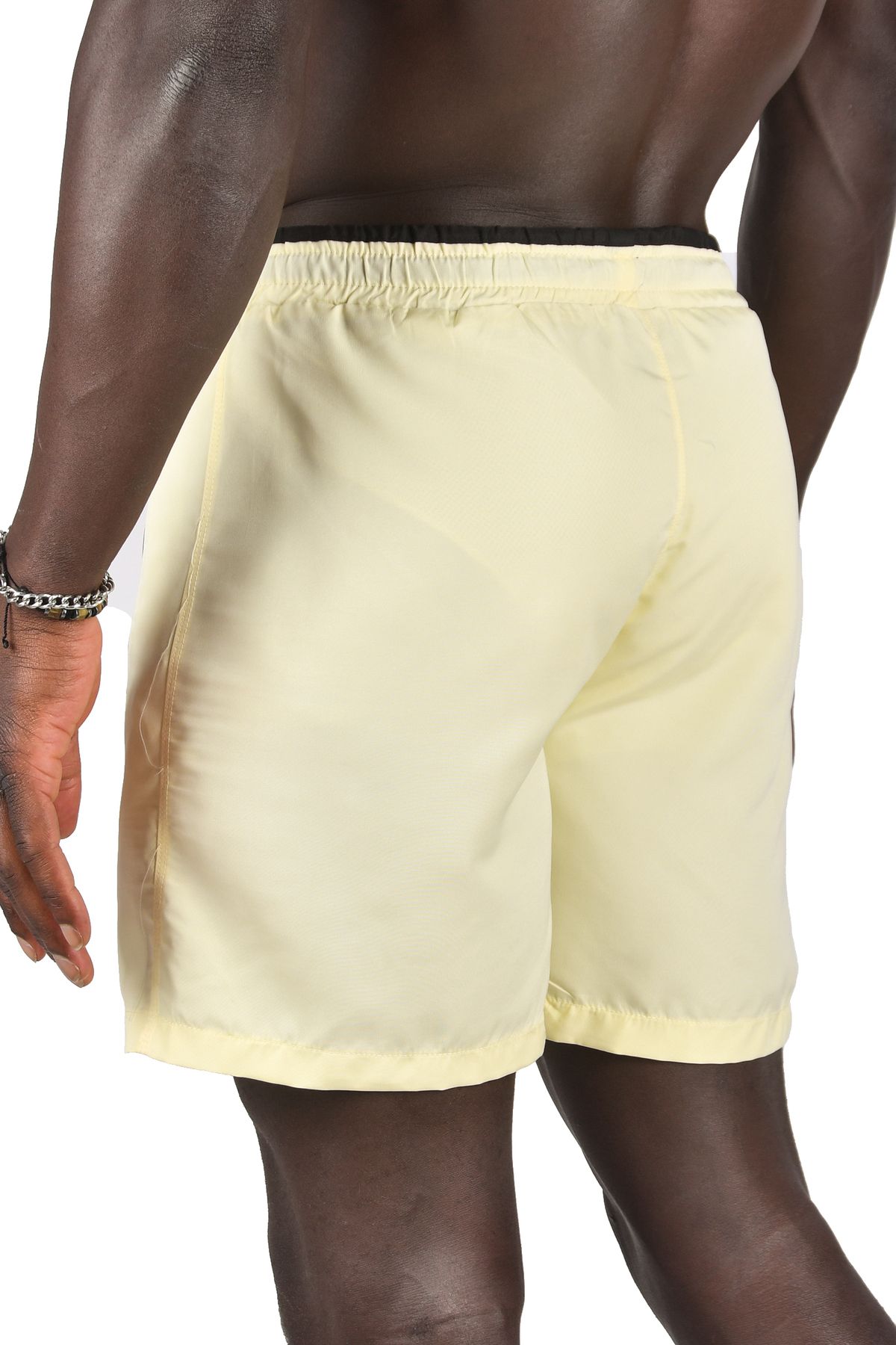 Rizz up-Men's Yellow Elastic Waist Pocket Zippered Mesh Quick Dry Swim Shorts 2403005 4