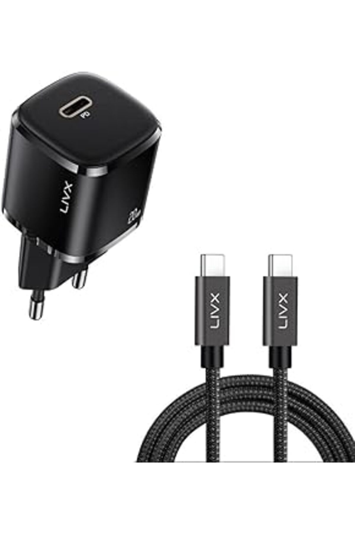 Pazarcan Livx Rapid 20W Usb-C Mini Pd Hızlı Şarj Cihazı Güç Adaptörü Ve 50 Cm Hızlı Şarj Ve Data Kablosu L23