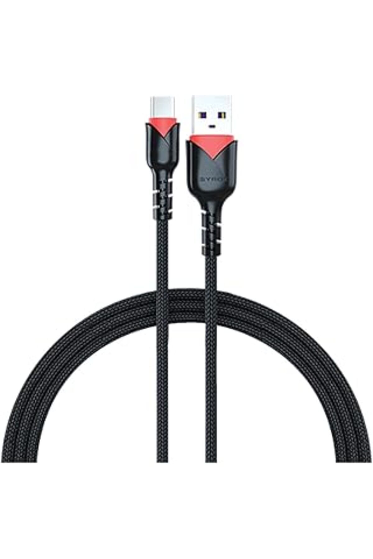 Pazarcan Type-C Şarj Kablosu 2.0A Type-C To Usb Örgülü Hızlı Şarj Kablosu Syrox C92, Siyah