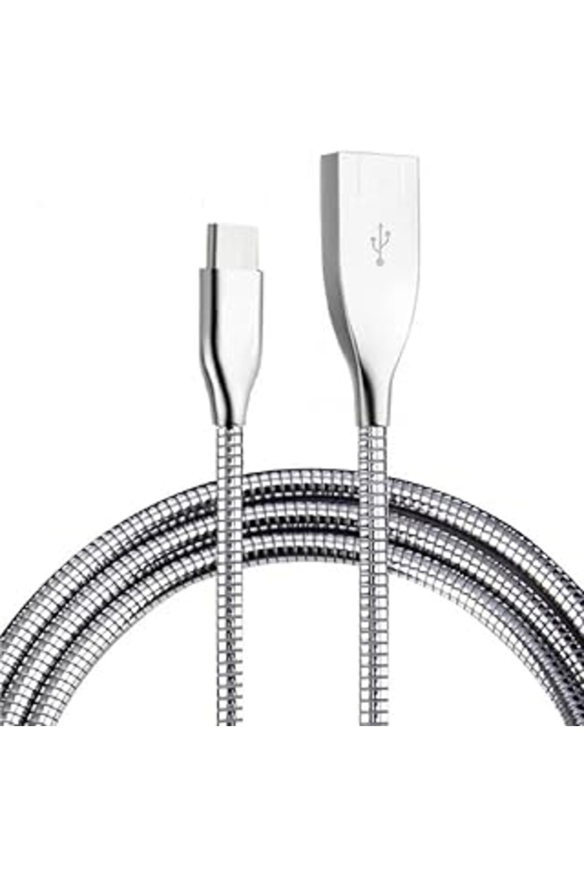 NETWORK ART Pdateknoloji Spiralli Metal Type-C Hızlı Şarj Kablosu 1Metre Pda00010