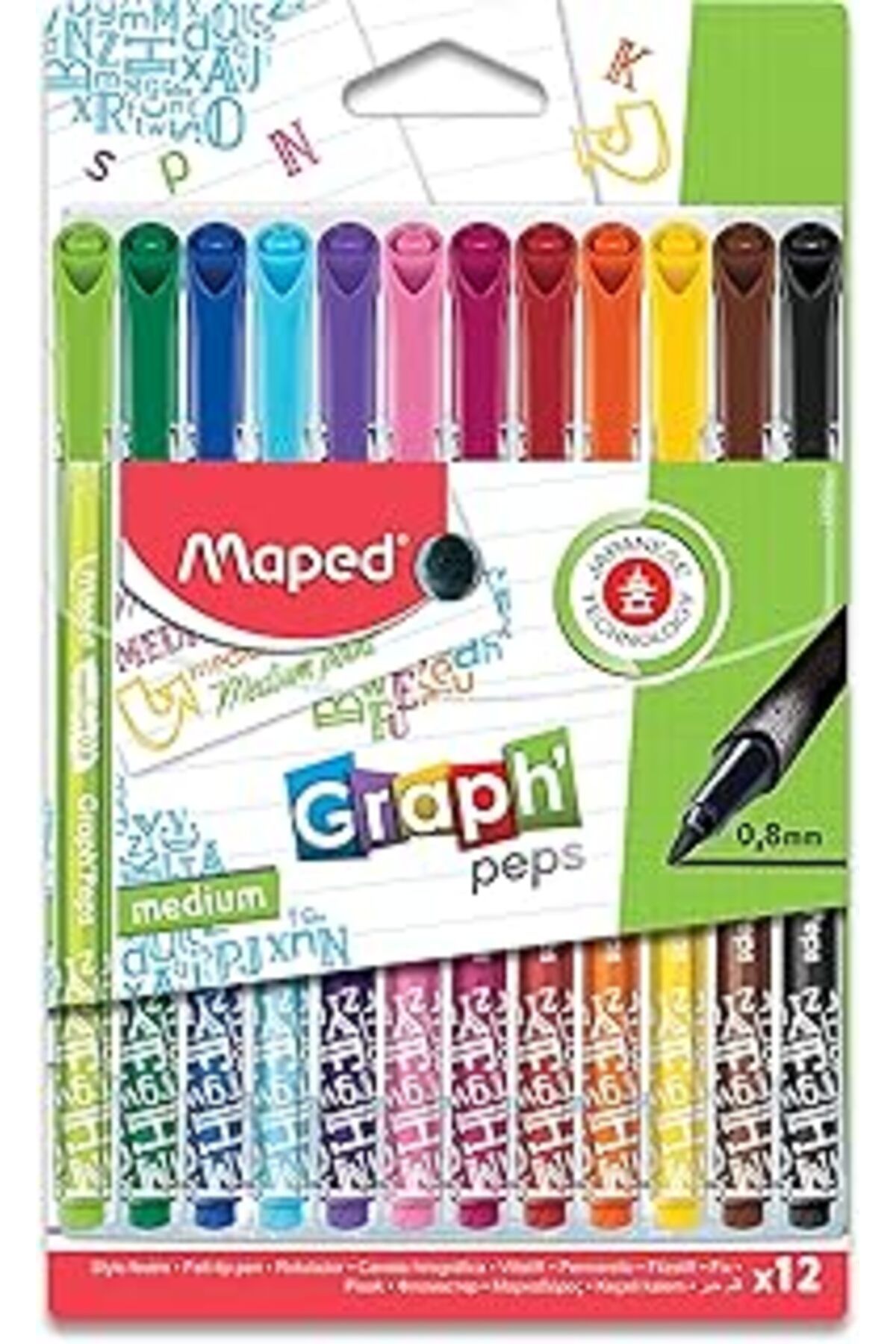 Pazarcan Maped 749652 Felt Tıp 12 Renk Keçeli Kalem