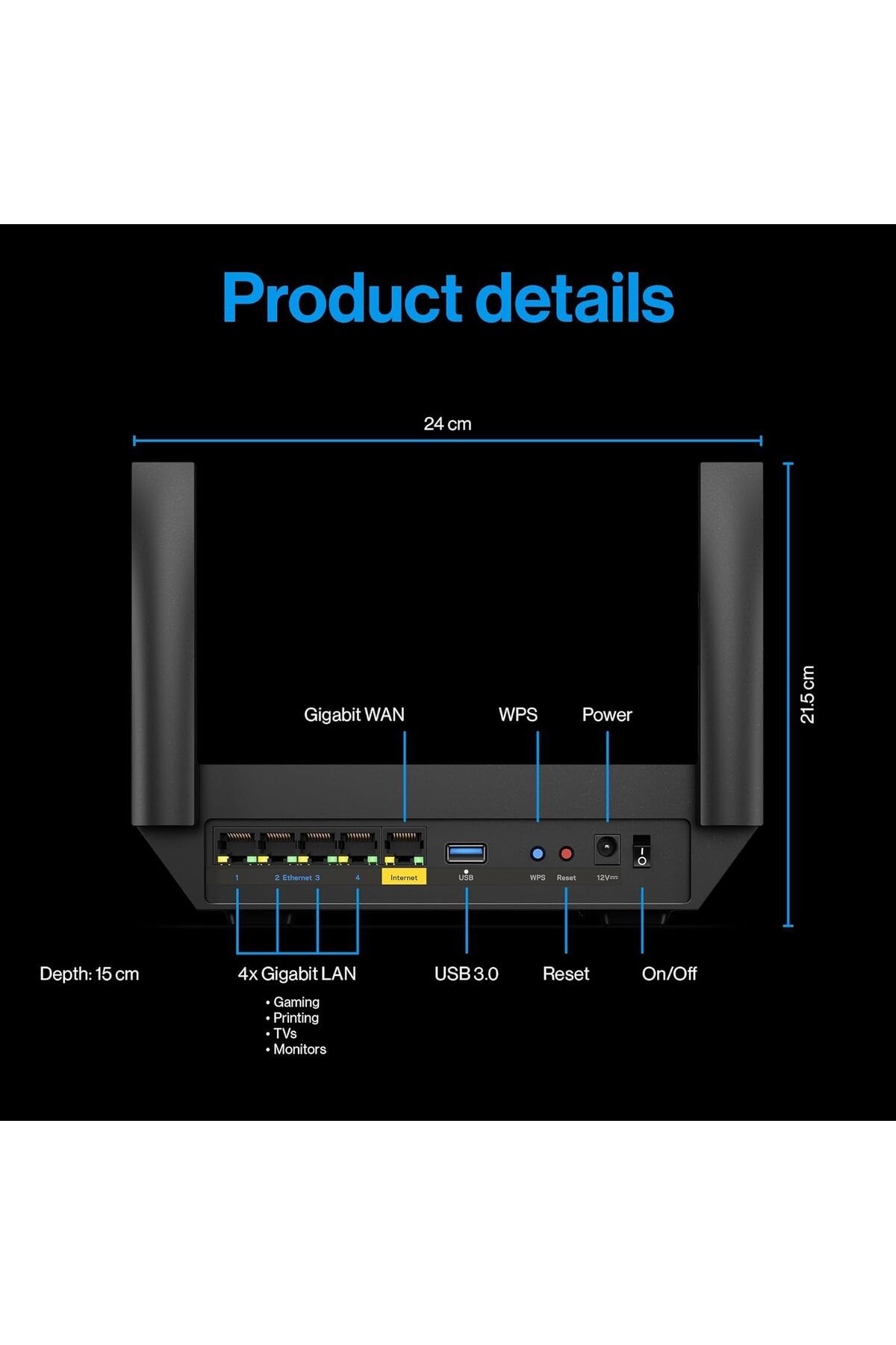 Linksys-Mesh WiFi 6 Router | Connect 35+ Devices | Up to 2,700 Sq Ft | Speeds of up to 5.4 Gbps | LN 6