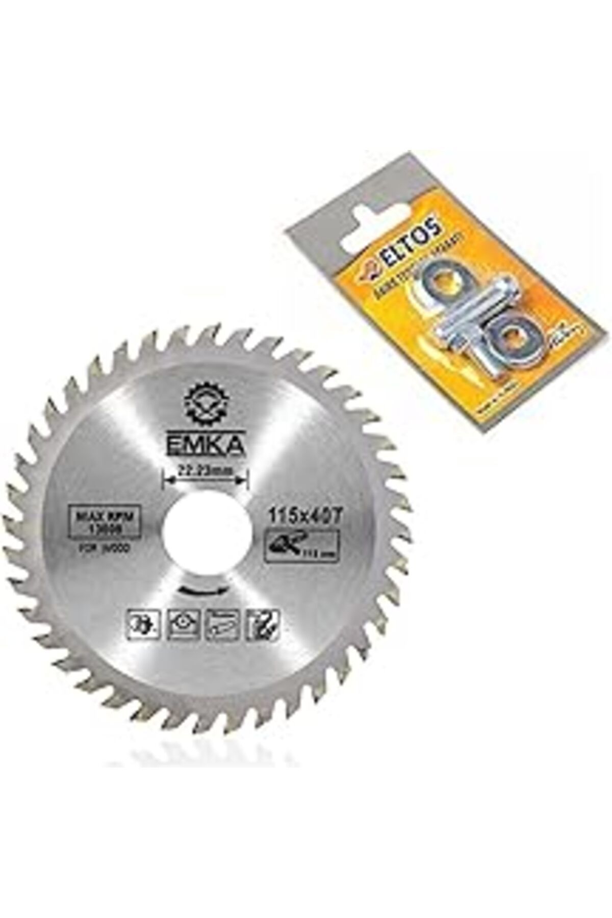 karadağsb Badem10 2'li Set Emka Daire Testere Bıçağı Ahşap Kesme Testeresi 115 Mm 40 Diş Matkap Aparatı