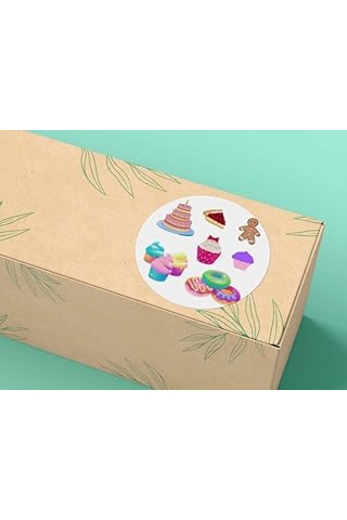 Mu Art Ahşap Cheesecake Cupcake Pastane Kurabiye Etiketi Food Sticker Tatlı Kek Mat Stıcker 4 Cm- 40 Adet