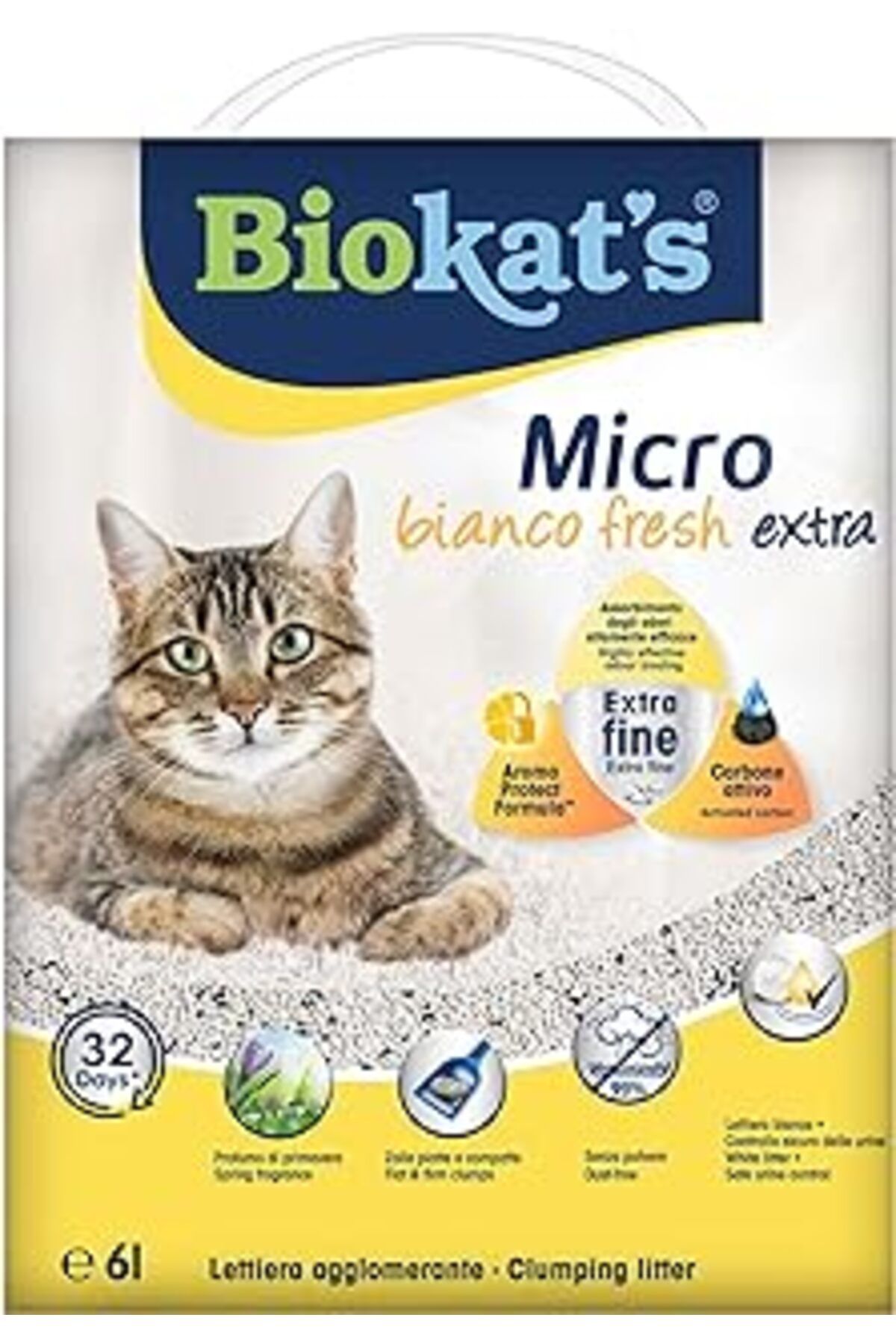 DENİZ Biokat'S Biokats Icro Bianco Fresh Extra, Topaklanan Kumu 6Lt