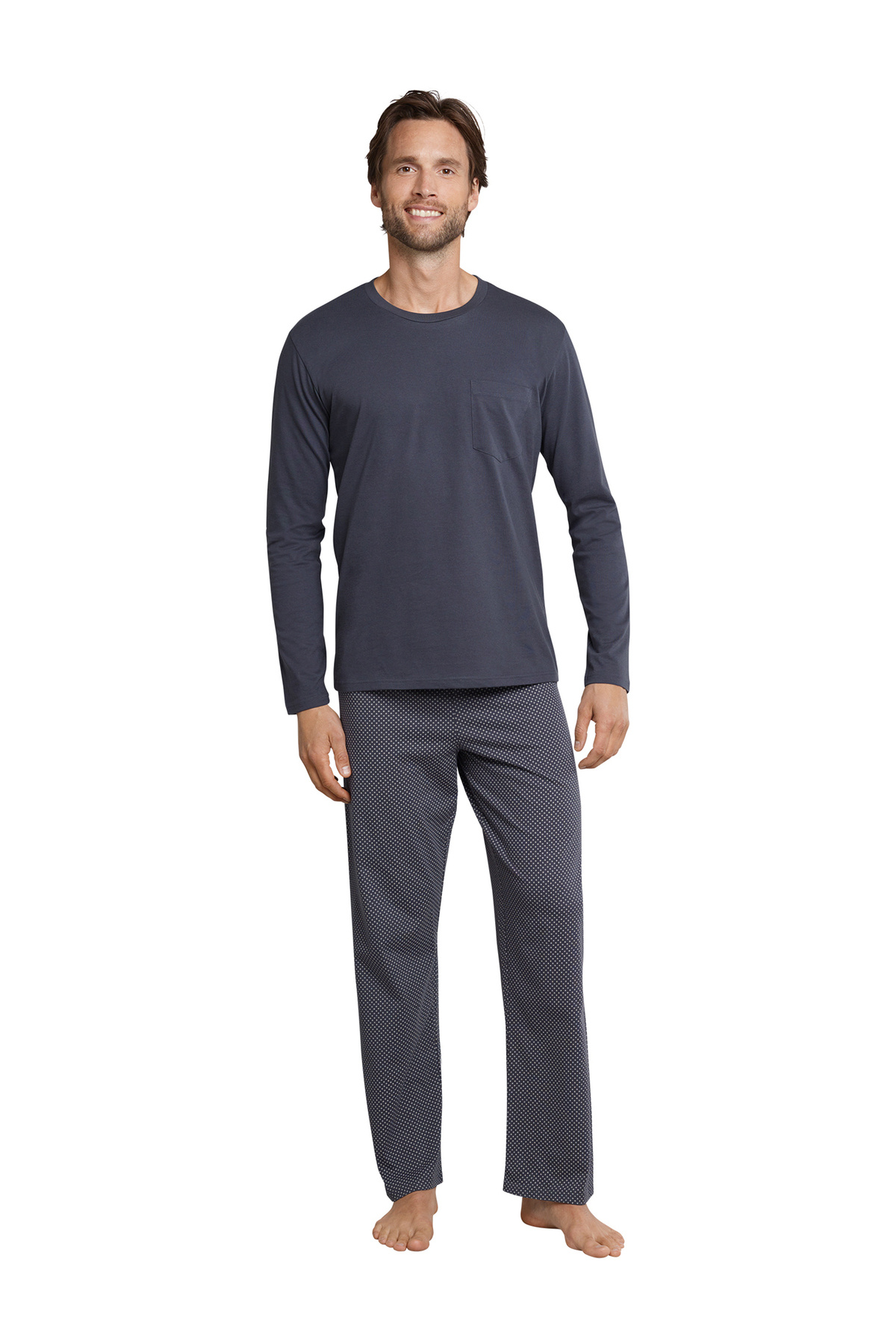 Schiesser-Pyjama Ebony Schlafanzug Pyjama Schlafmode Bequem 1