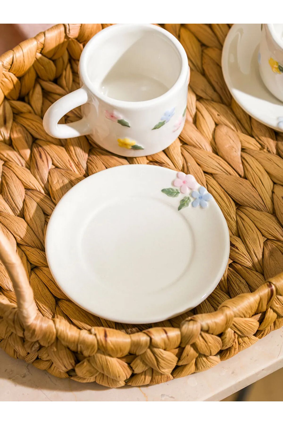 LC Waikiki-Lcw Home Mixed Flower Patterned 2-Person Ceramic Coffee Cup Set 90 ml 3