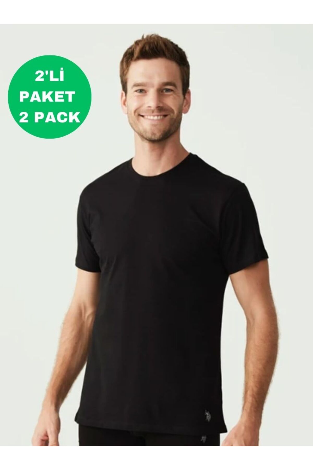 یو اس پولو تاپ مردانه دارای مجوز، USPA، ۱۰۰٪ پنبه، بسته ۲ عددی، تاپ آستین کوتاه یقه هفت (جعبه‌ای)