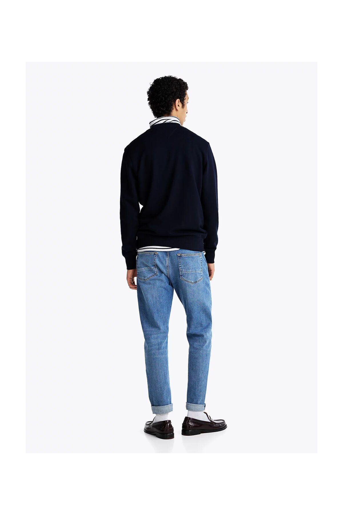 Tommy Hilfiger-Pulover pentru bărbați albastru bleumarin - bumbac, ocazional, logo-ul mărcii, MW0MW37237-DW5 3