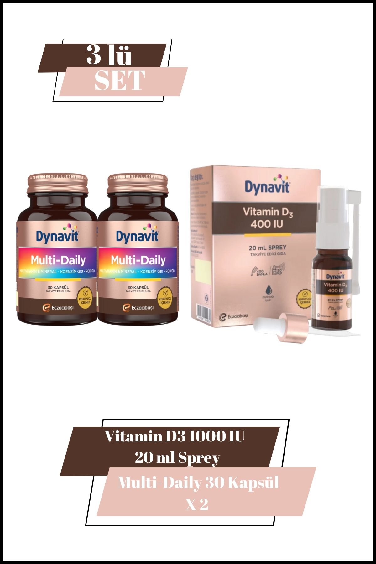 Dynavit Multi-Daily 30 Kapsül X2 & Vitamin D3 400 IU