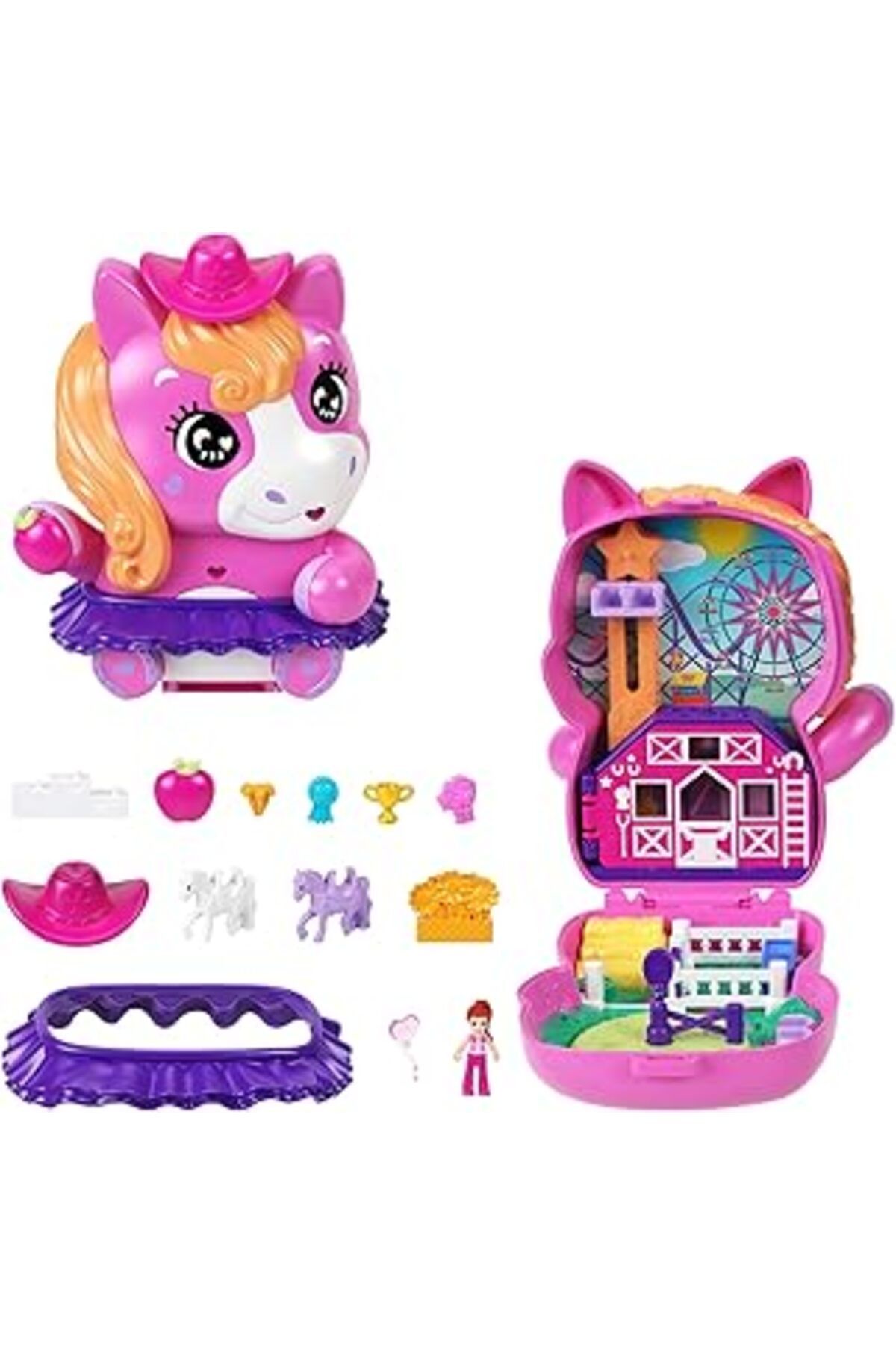 Hepta Collection Polly Pocket Midilliyle Rodeo Heyecanı Mikro Oyun Seti, 4Y+, Jcr39