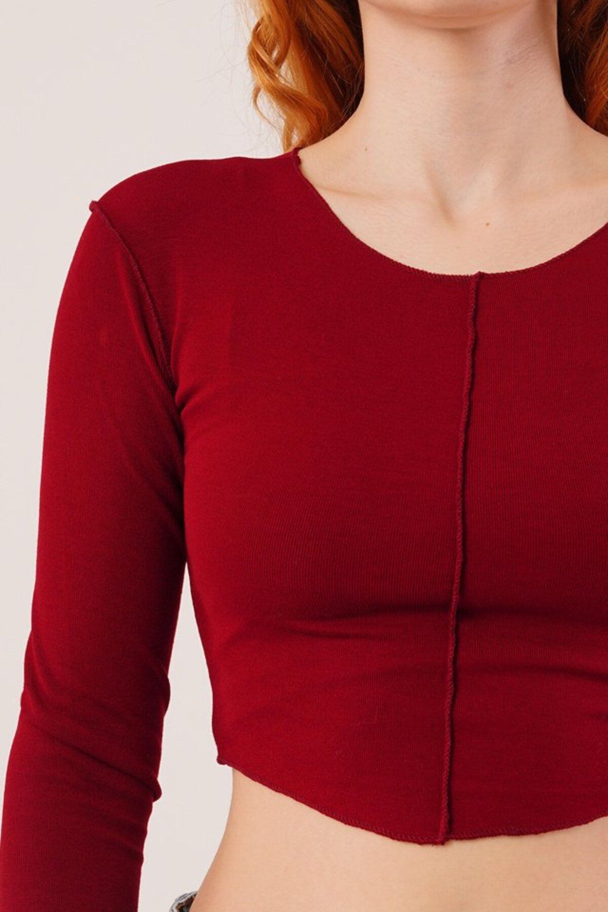 Albayrak Ters Dikişli Basic Bordo Body Bluz