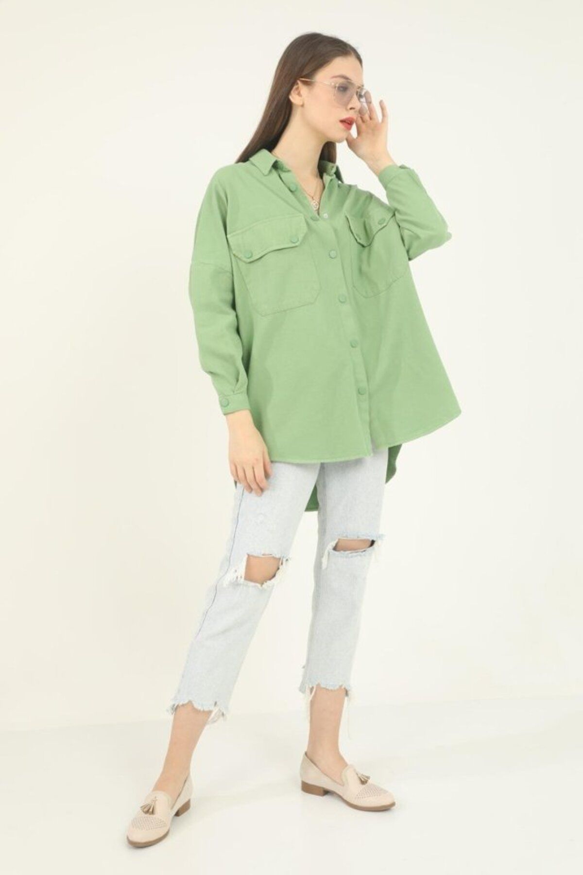 MRA Fashion Yeşil Cepli Gömlek