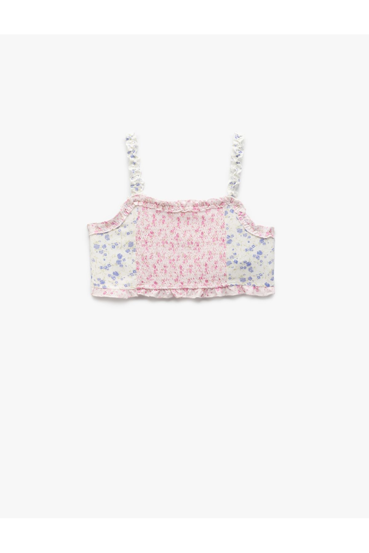 Koton-Square Neck Ribbon Detailed Gimped Viscose Crop Blouse 2