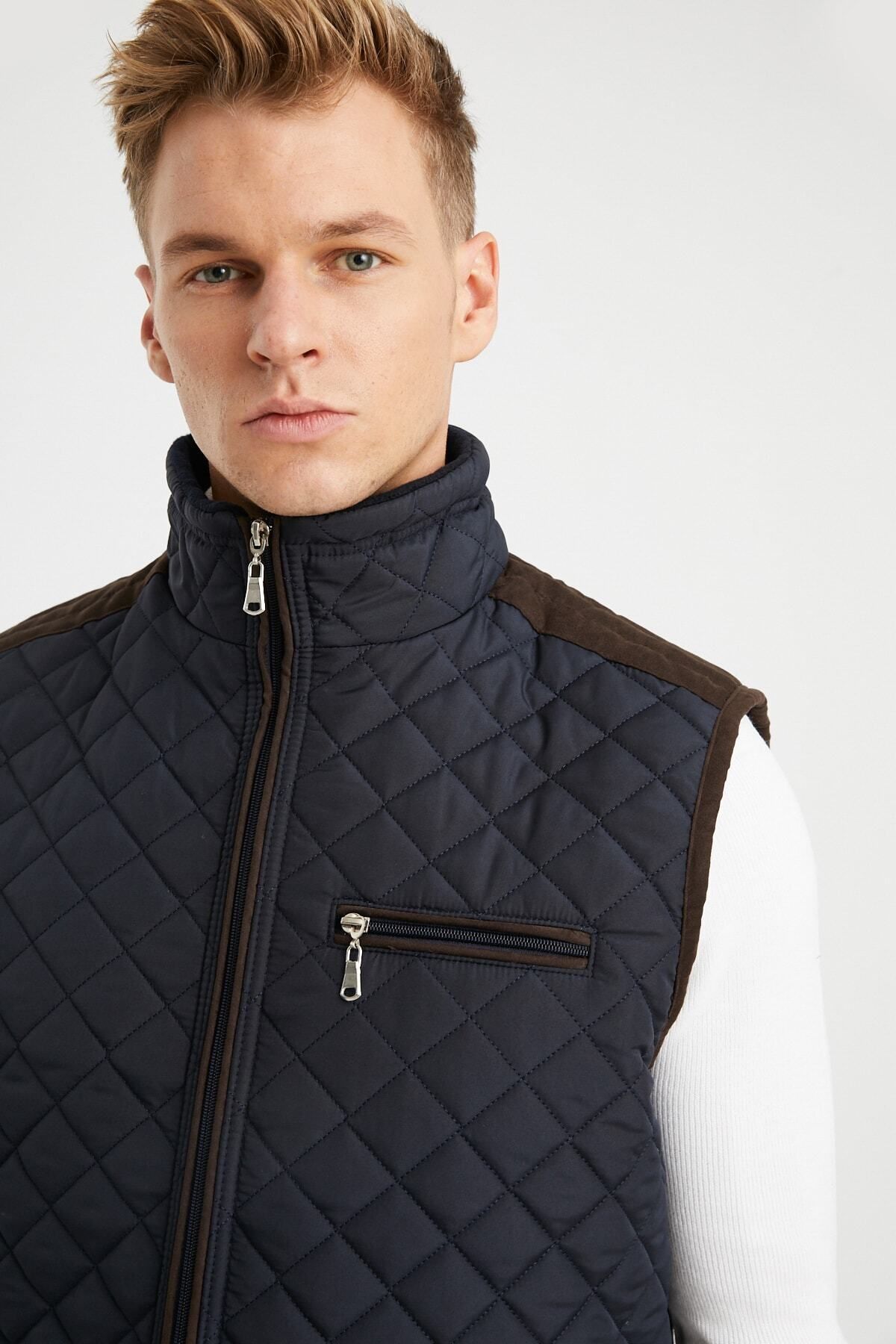 DYNAMO-Men's Navy Blue Fleece Lined Quilted Vest 5