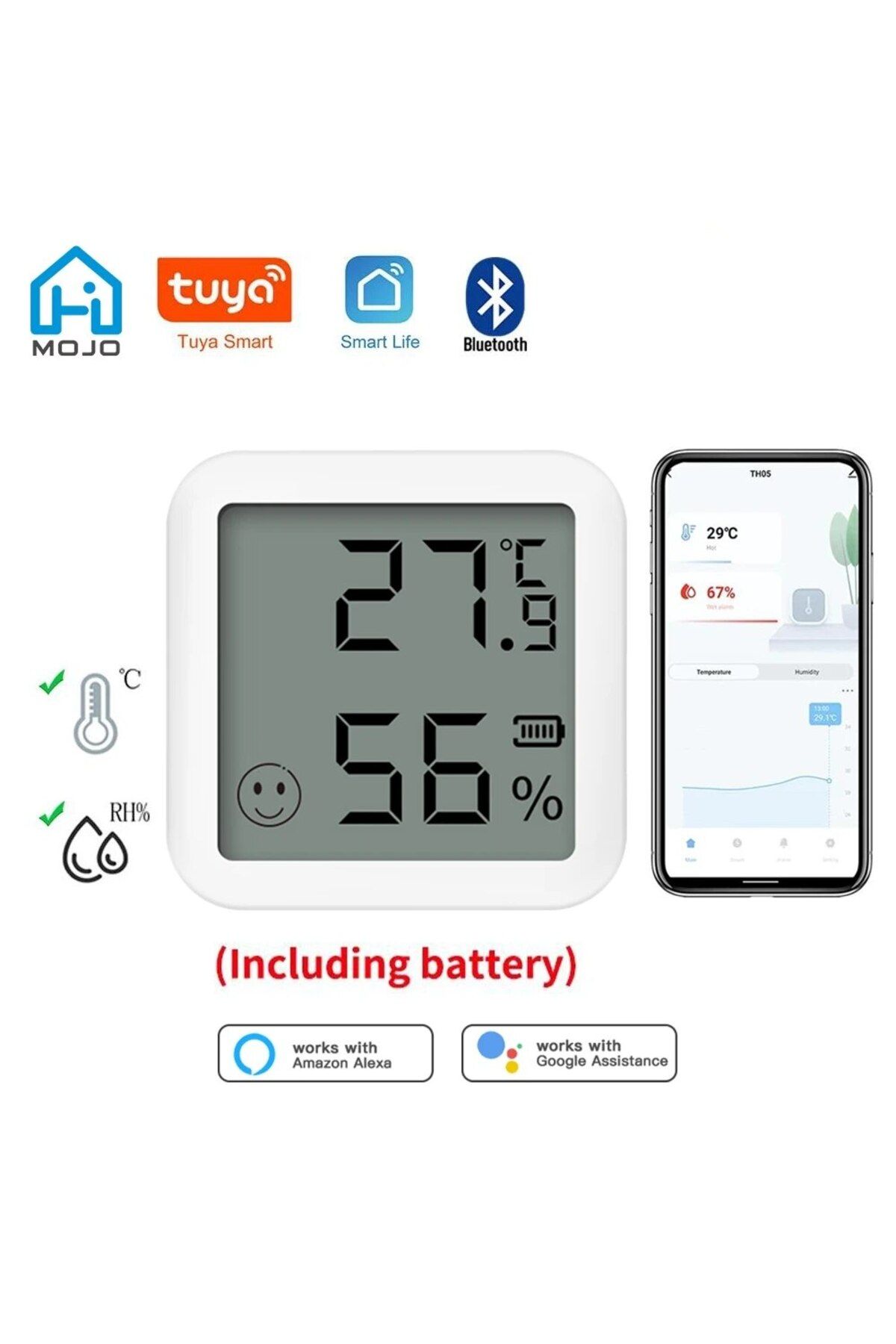 Choice-WHITE Mini Bluetooth Temperature Humidity Sensor with LCD Screen Smart Linkage Remote Control Thermo 1