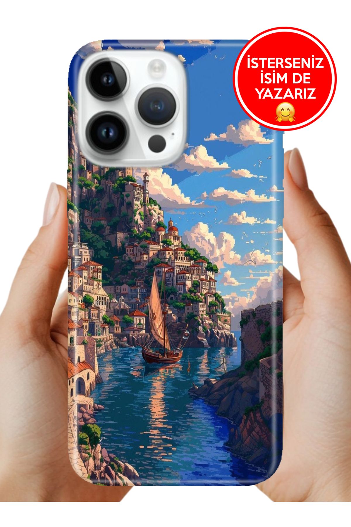 Cekuonline iPhone 16 Pro Max Kılıf UvBaskı Özel-Tasarım Silikon Amalfi