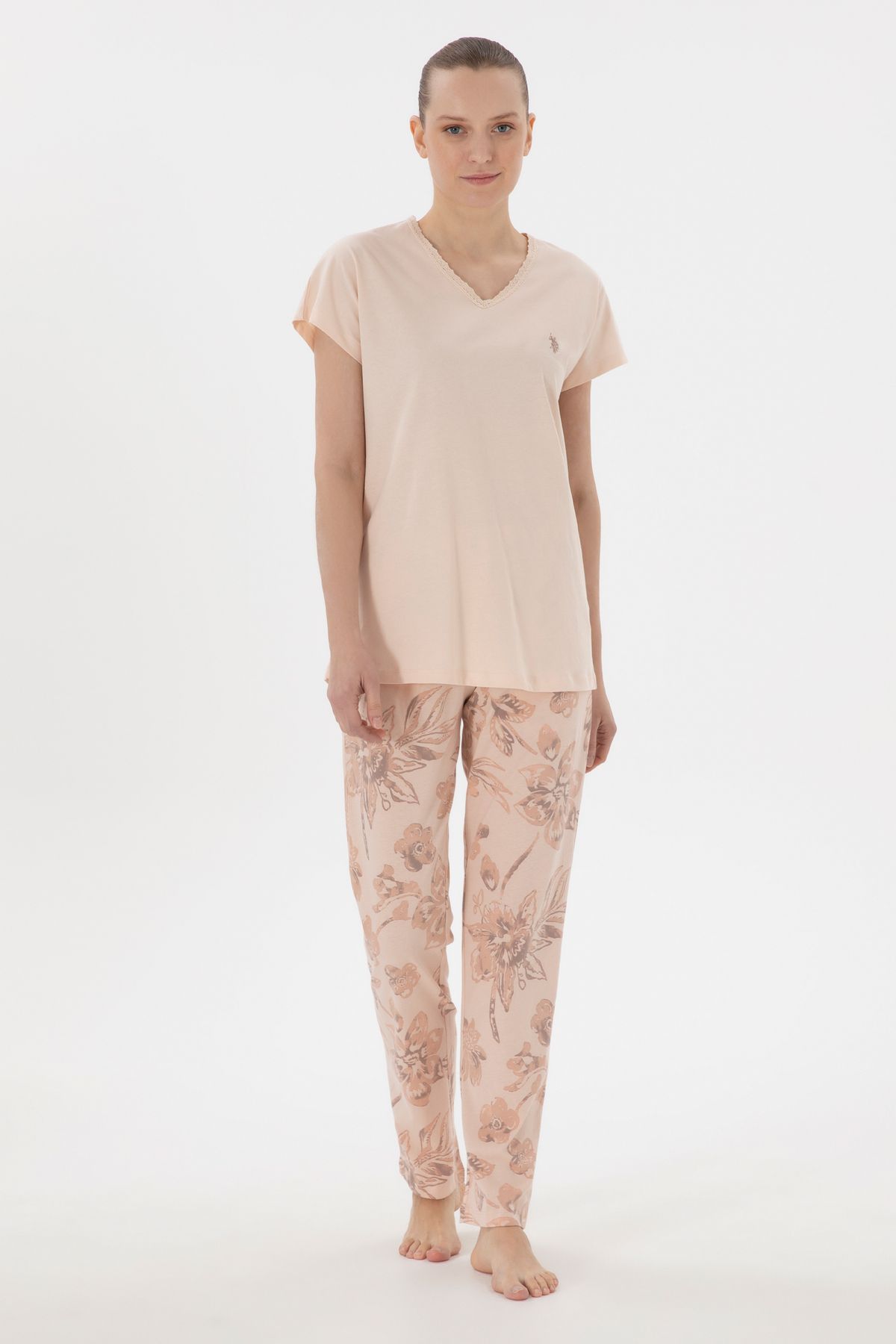 U.S. Polo Assn. Kadın Bej Pijama Takımı 50312908-VR011