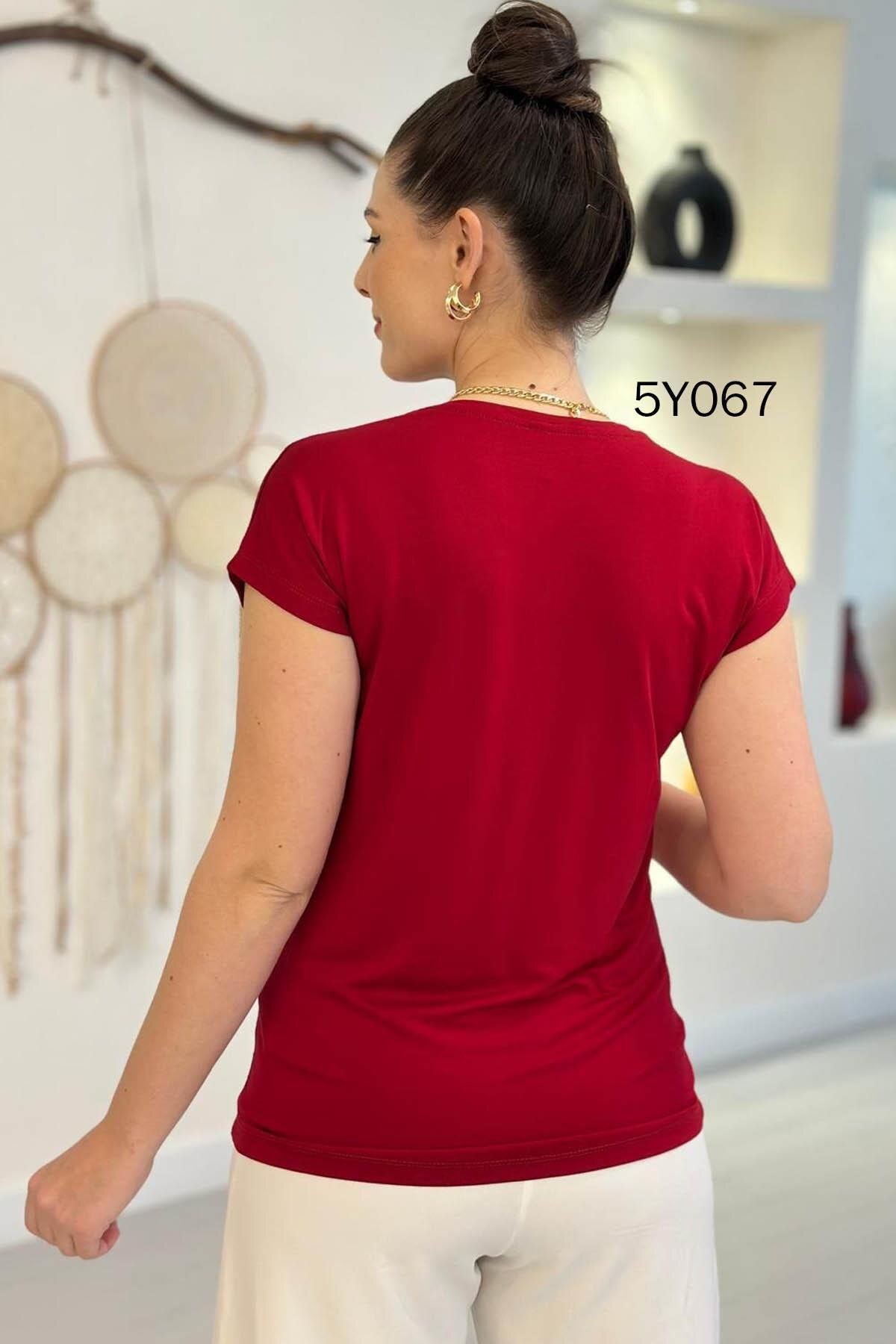 İnce Topuk-V-Neck Bamboo Tshirt 5Y067 2