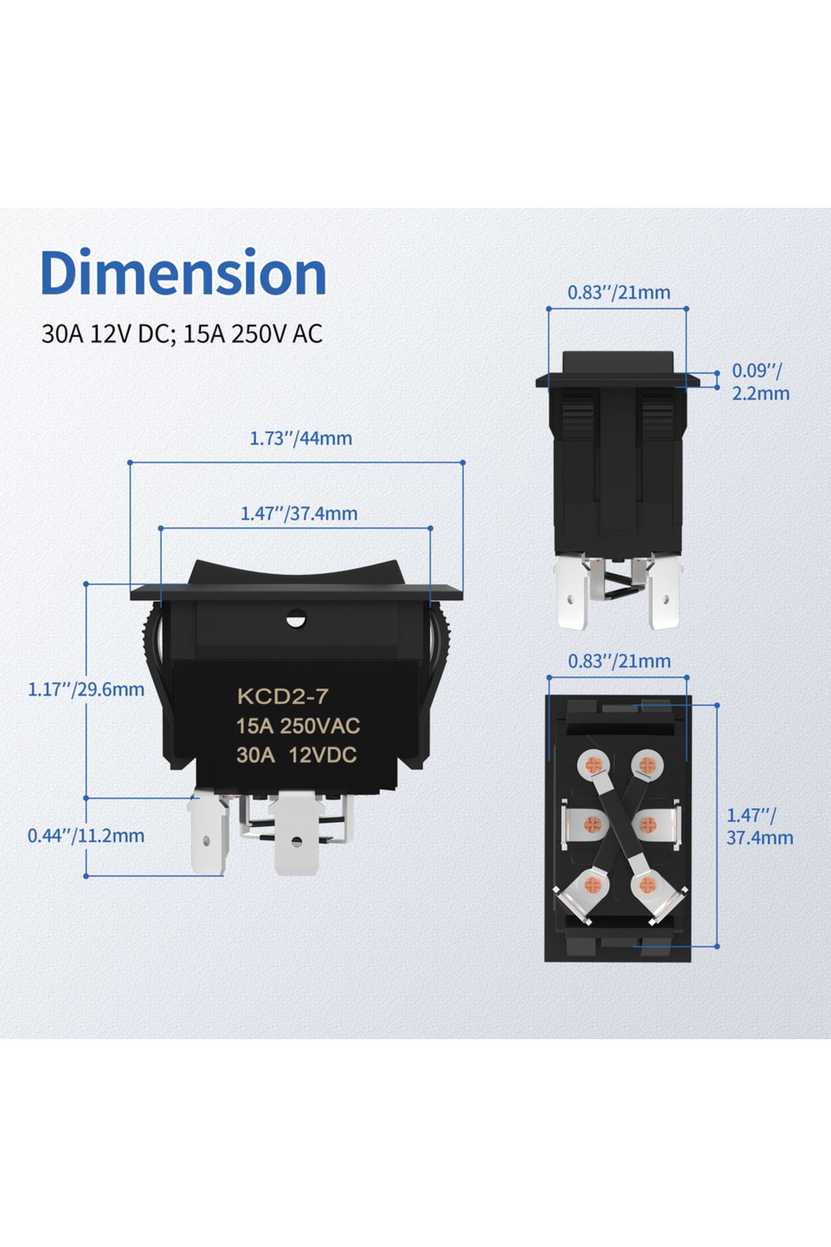 Daiertek-Up Down Momentary Reverse Polarity Switch 12v 30a Dpdt Polarity Reversing Switch Rv Powe... 3