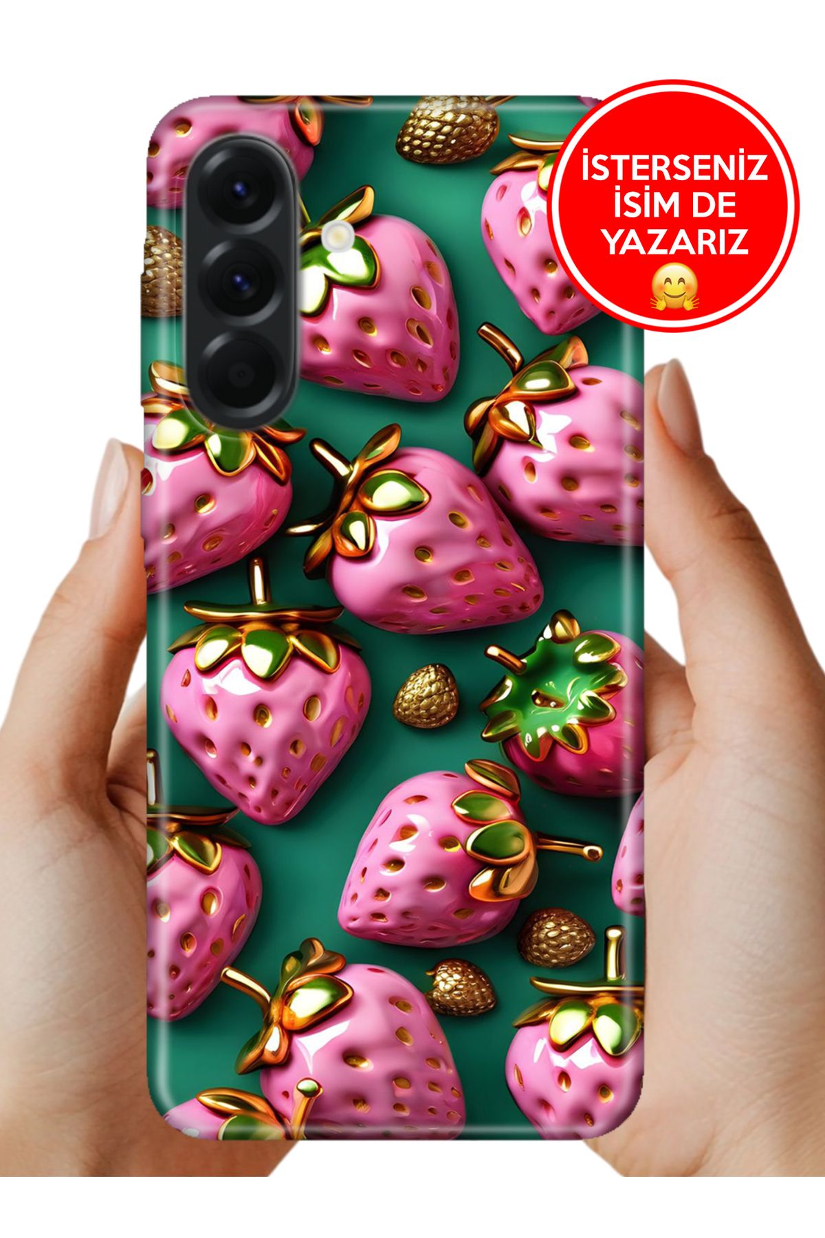 Cekuonline Galaxy A36 Kılıf Tam Rubber Esnek Silikon Full Koruma Strawberry