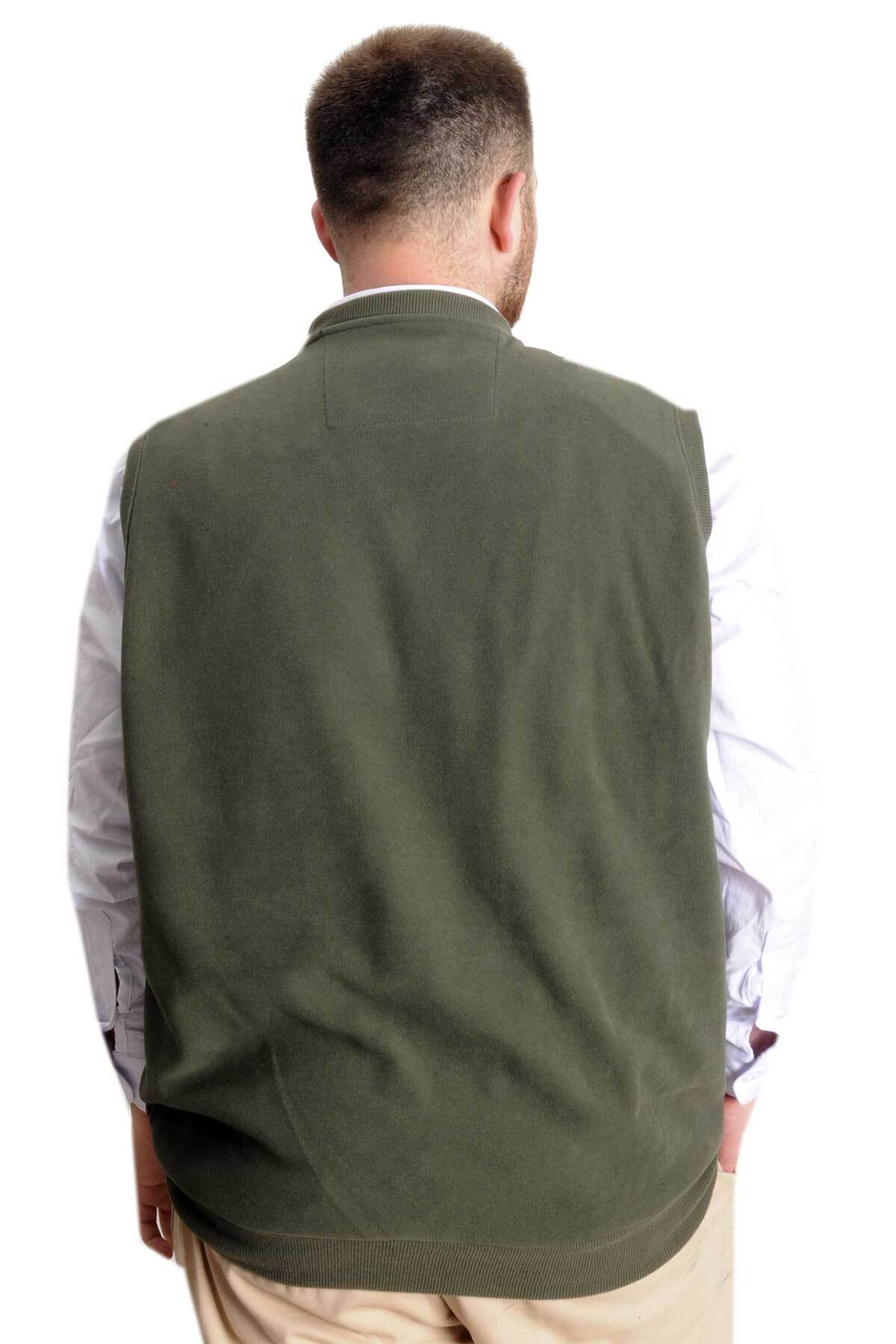 ModeXL Mode XL Büyük Beden Erkek Süeter Vanize Selanik 20547 Haki görsel 4