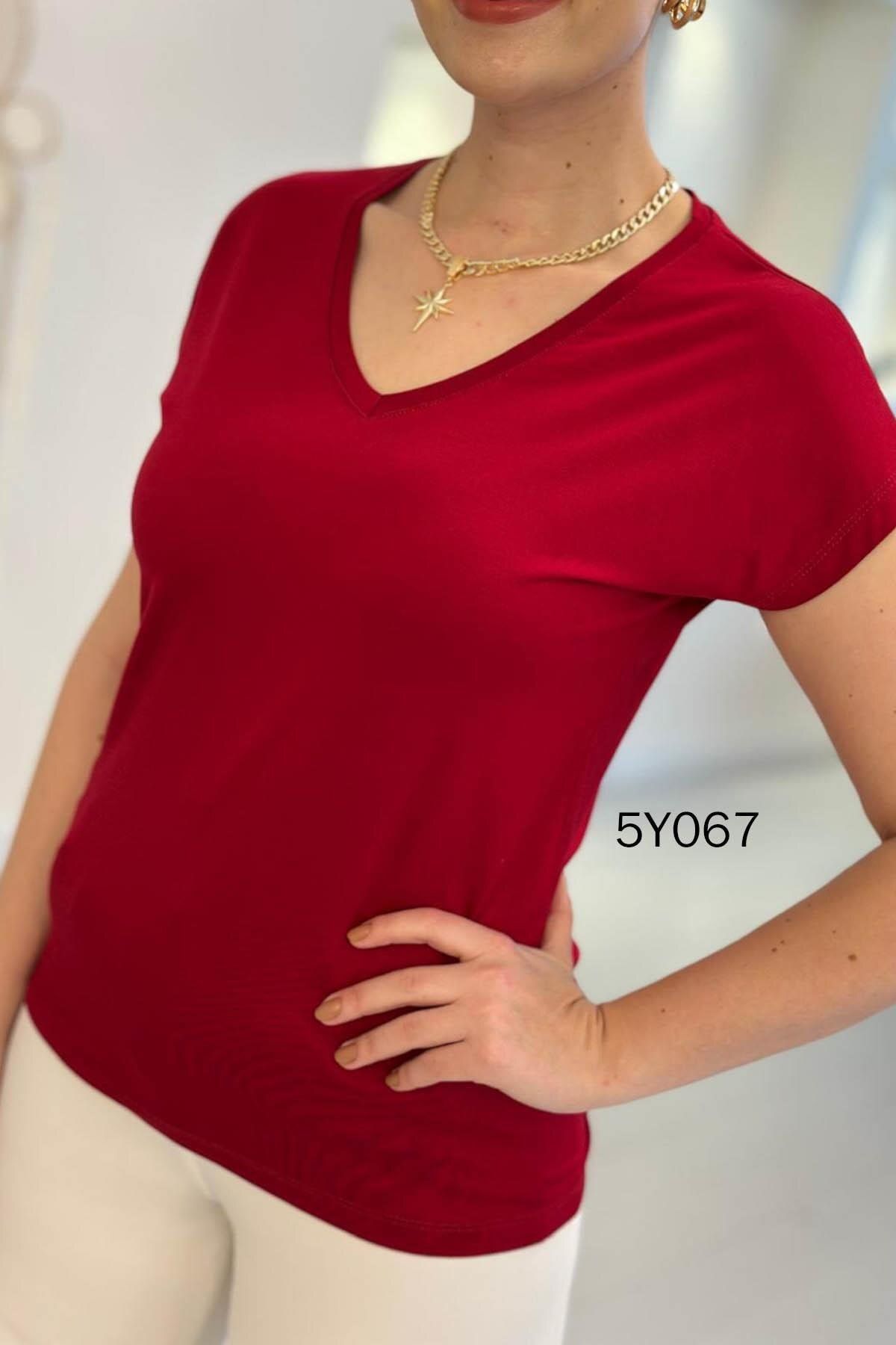 İnce Topuk-V-Neck Bamboo Tshirt 5Y067 3
