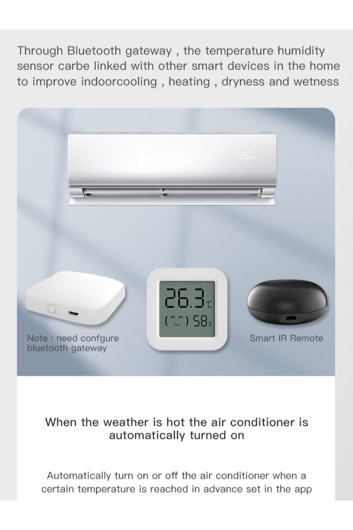 Choice-WHITE Mini Bluetooth Temperature Humidity Sensor with LCD Screen Smart Linkage Remote Control Thermo 7