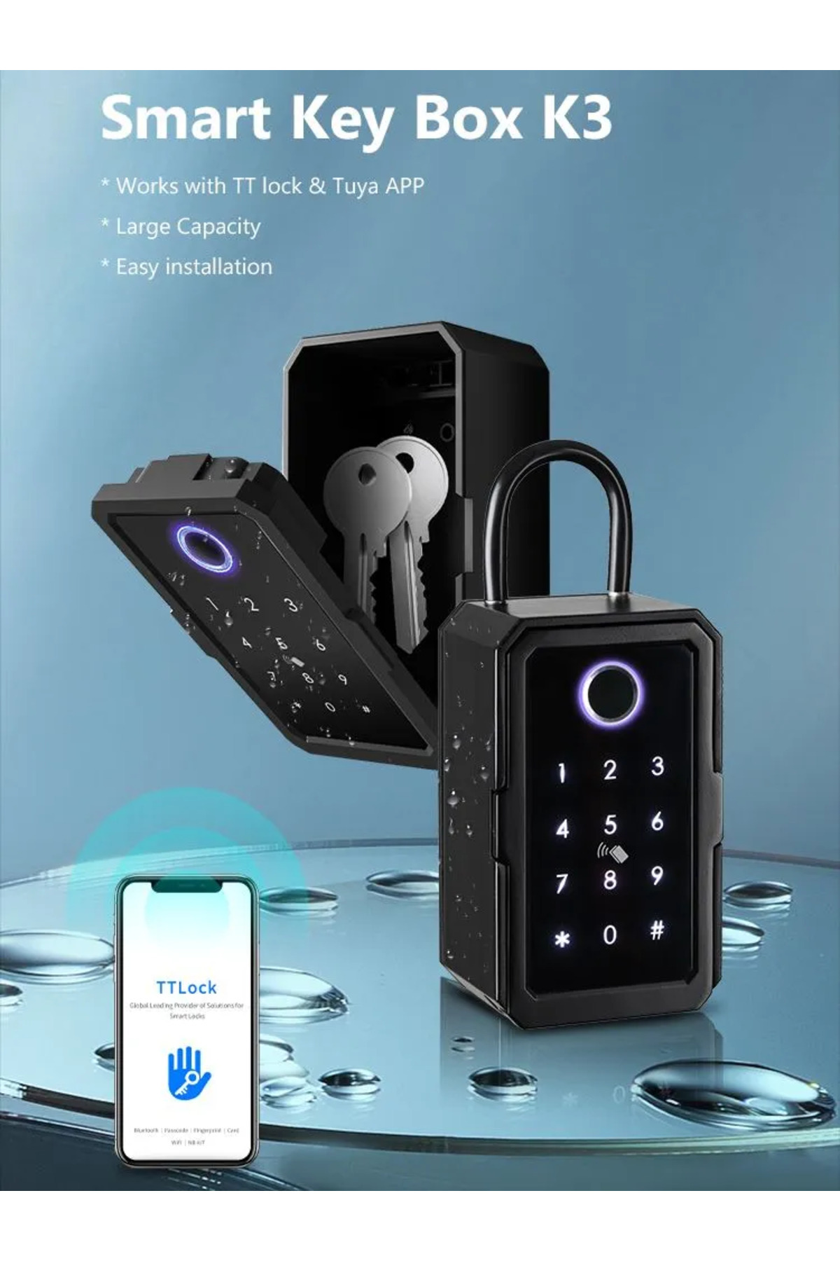 YRHAND-Ty Version Ttlock Wifi Security Boxes Password Smart Fingerprint Digital Cerradura Inteligent 8