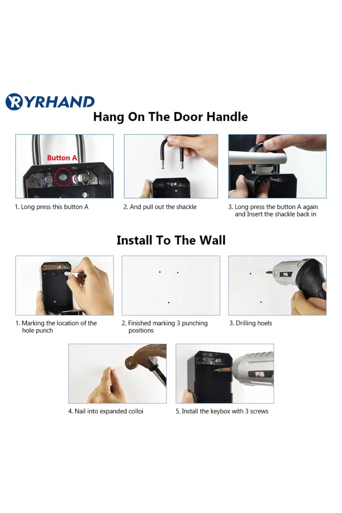 YRHAND-Ty Version Ttlock Wifi Security Boxes Password Smart Fingerprint Digital Cerradura Inteligent 5