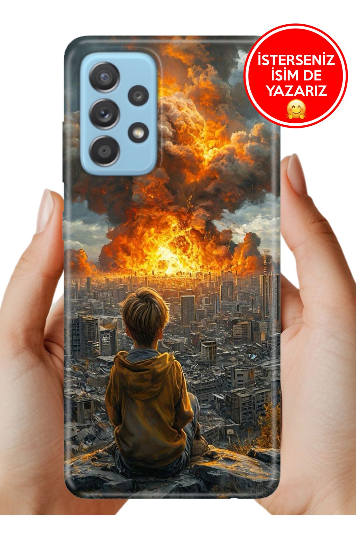 Cekuonline Samsung Galaxy A23 Kılıf FullCover Resimli Desenli Silikon Çocuklar Ölmesin