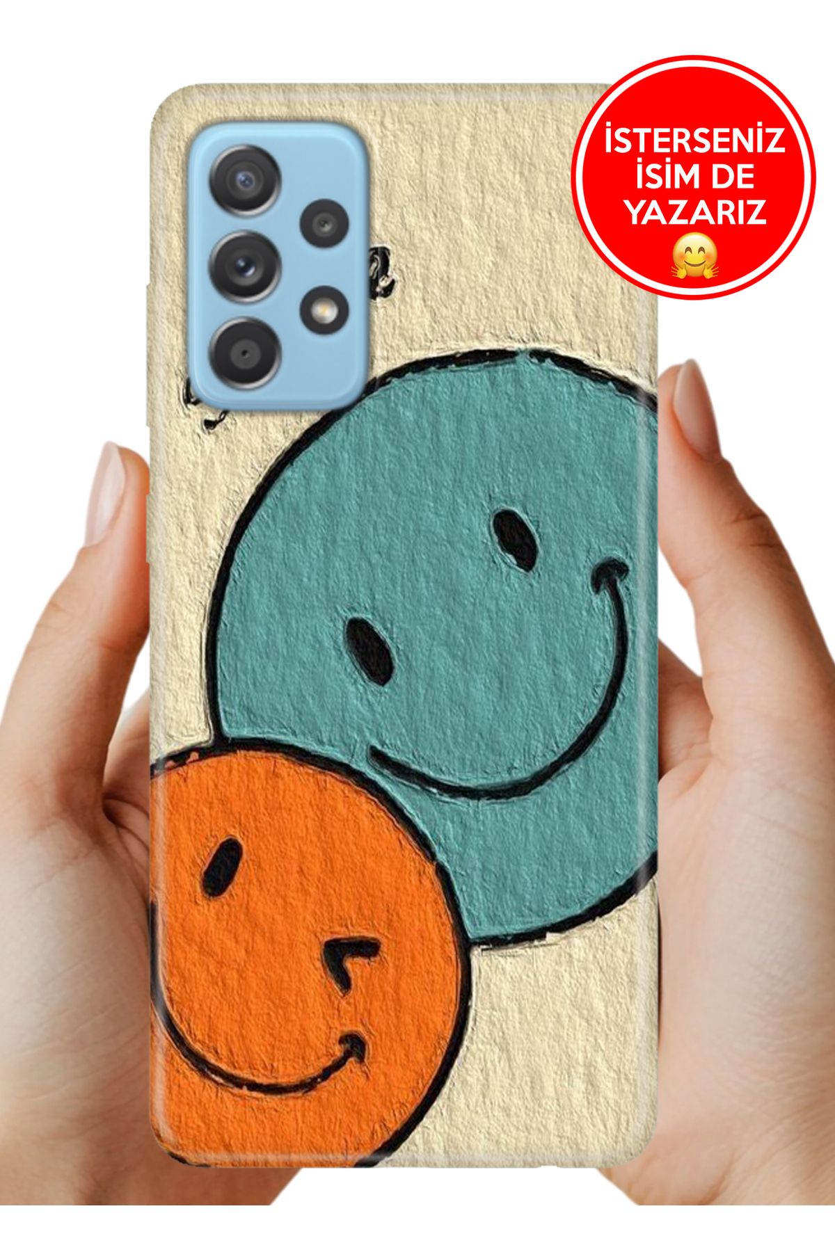 Cekuonline Samsung Galaxy A23 Kılıf Tam Rubber Esnek Silikon Full Koruma Smile 06744